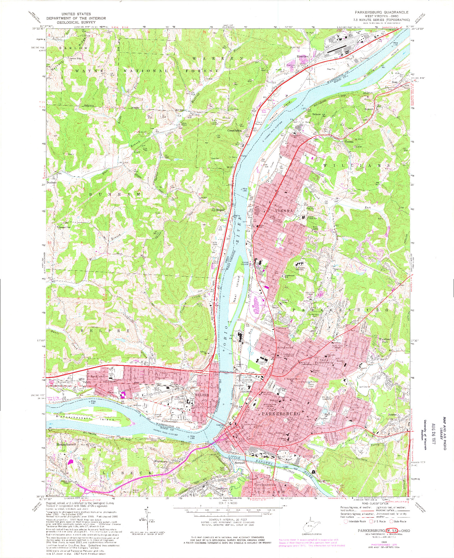 USGS 1:24000-SCALE QUADRANGLE FOR PARKERSBURG, WV 1969