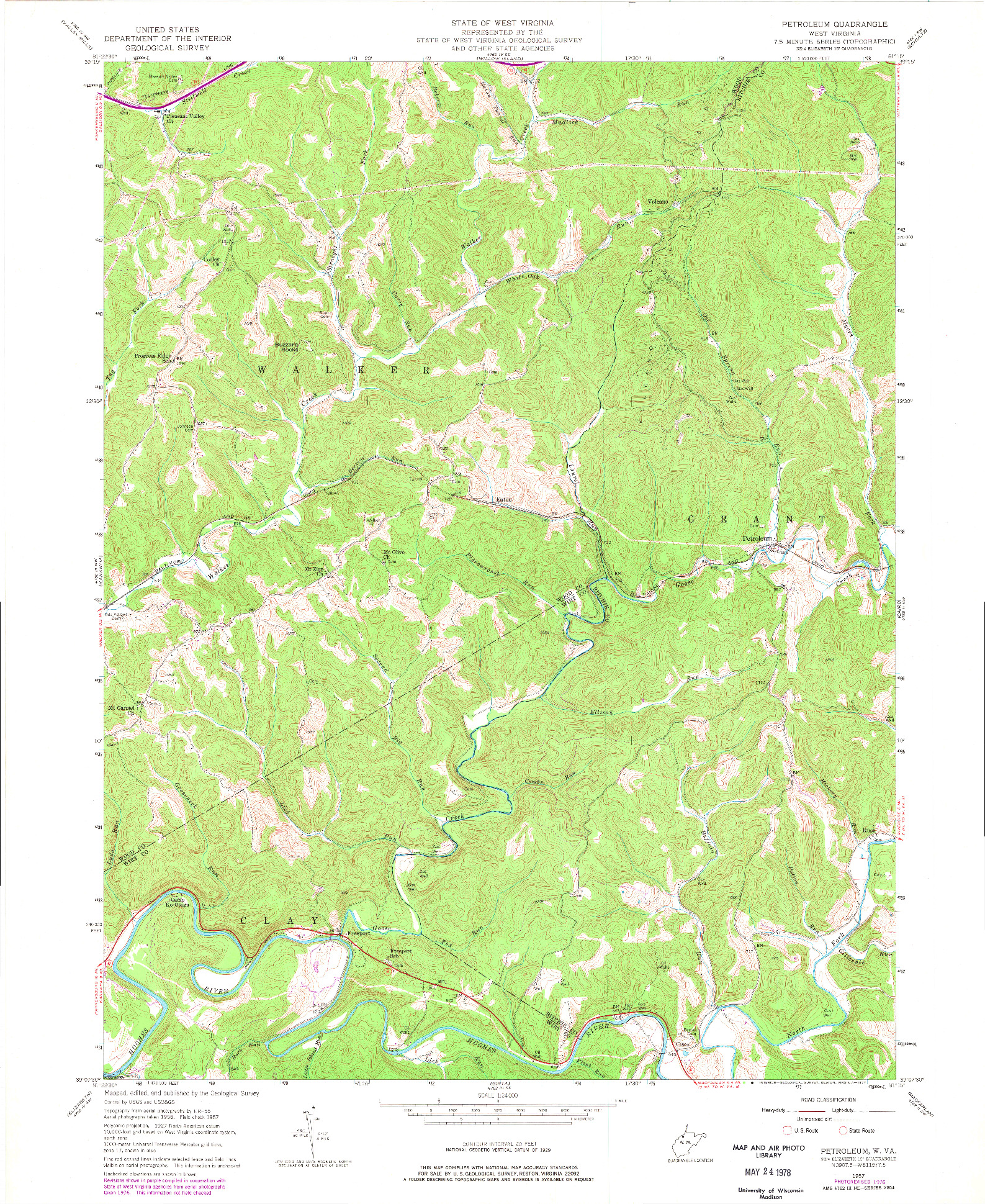USGS 1:24000-SCALE QUADRANGLE FOR PETROLEUM, WV 1957