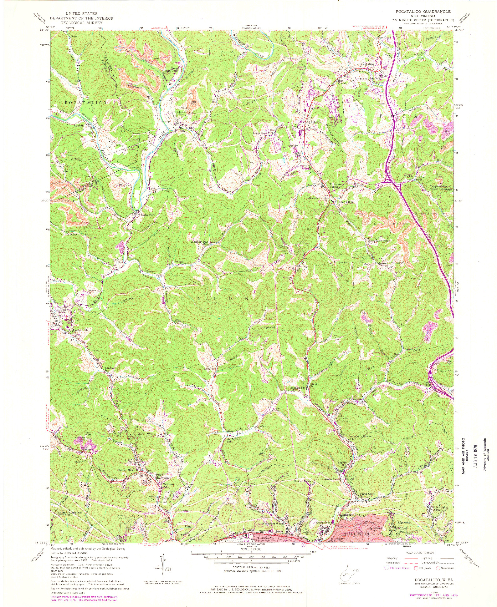 USGS 1:24000-SCALE QUADRANGLE FOR POCATALICO, WV 1958