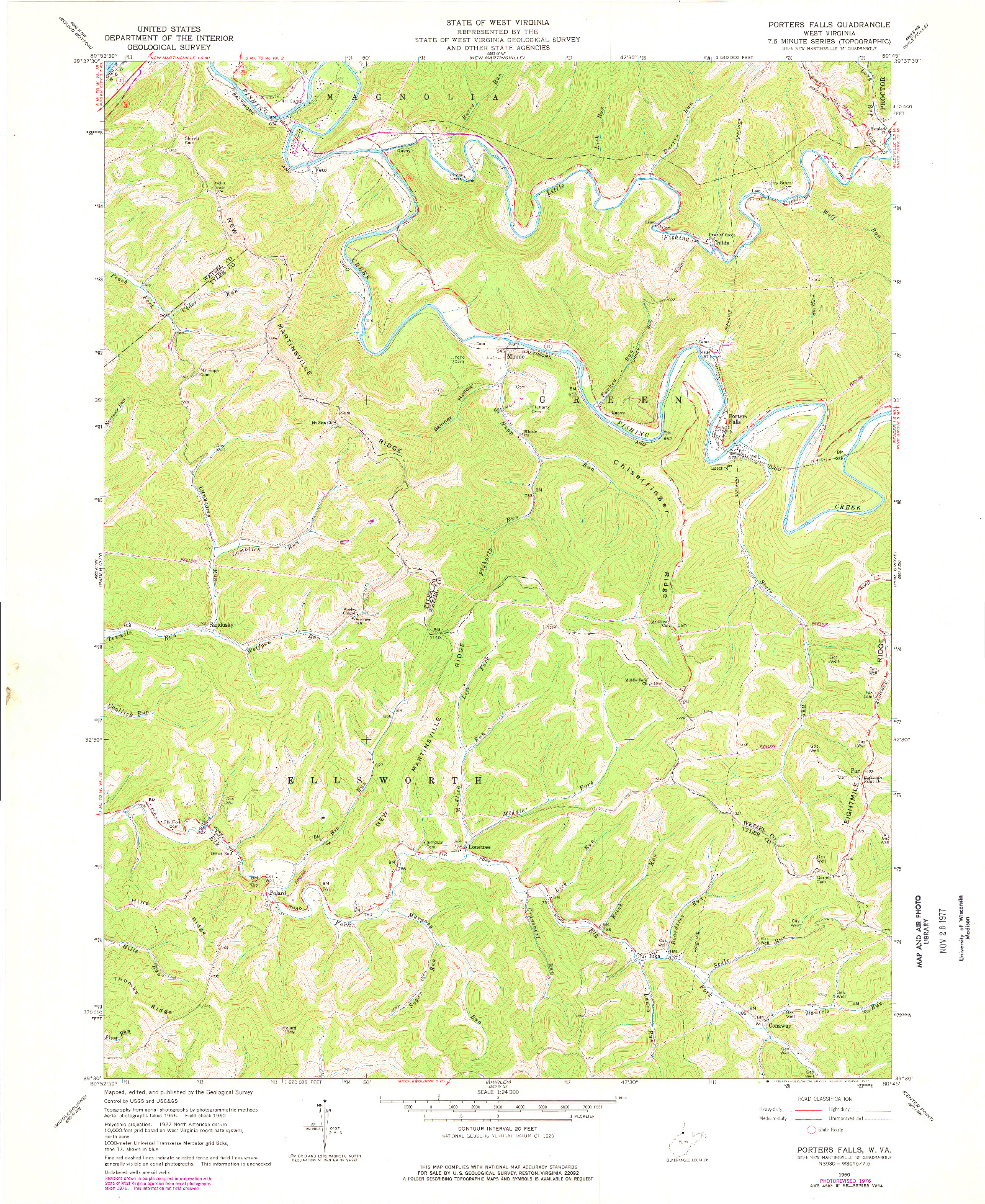 USGS 1:24000-SCALE QUADRANGLE FOR PORTERS FALLS, WV 1960