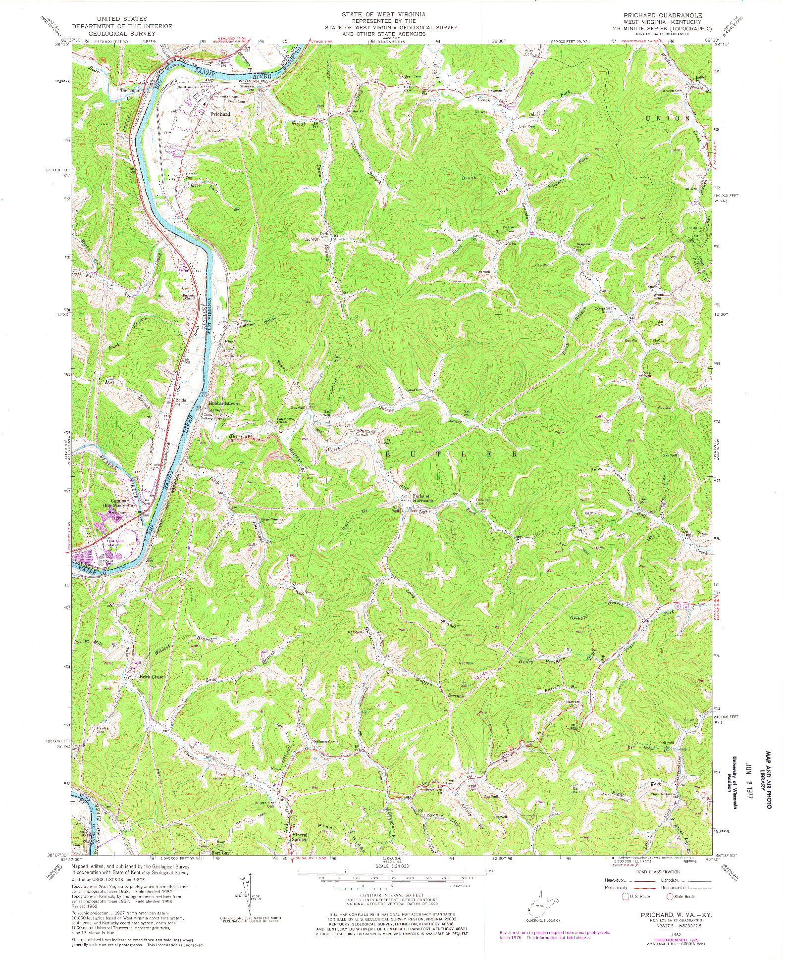 USGS 1:24000-SCALE QUADRANGLE FOR PRICHARD, WV 1962