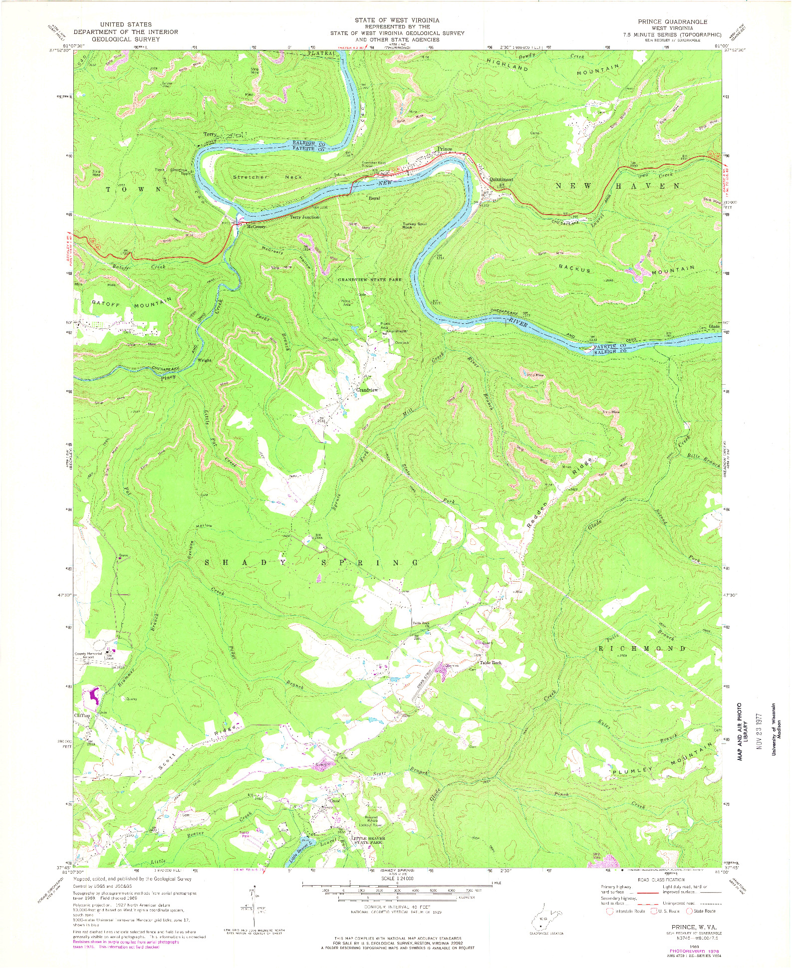 USGS 1:24000-SCALE QUADRANGLE FOR PRINCE, WV 1969