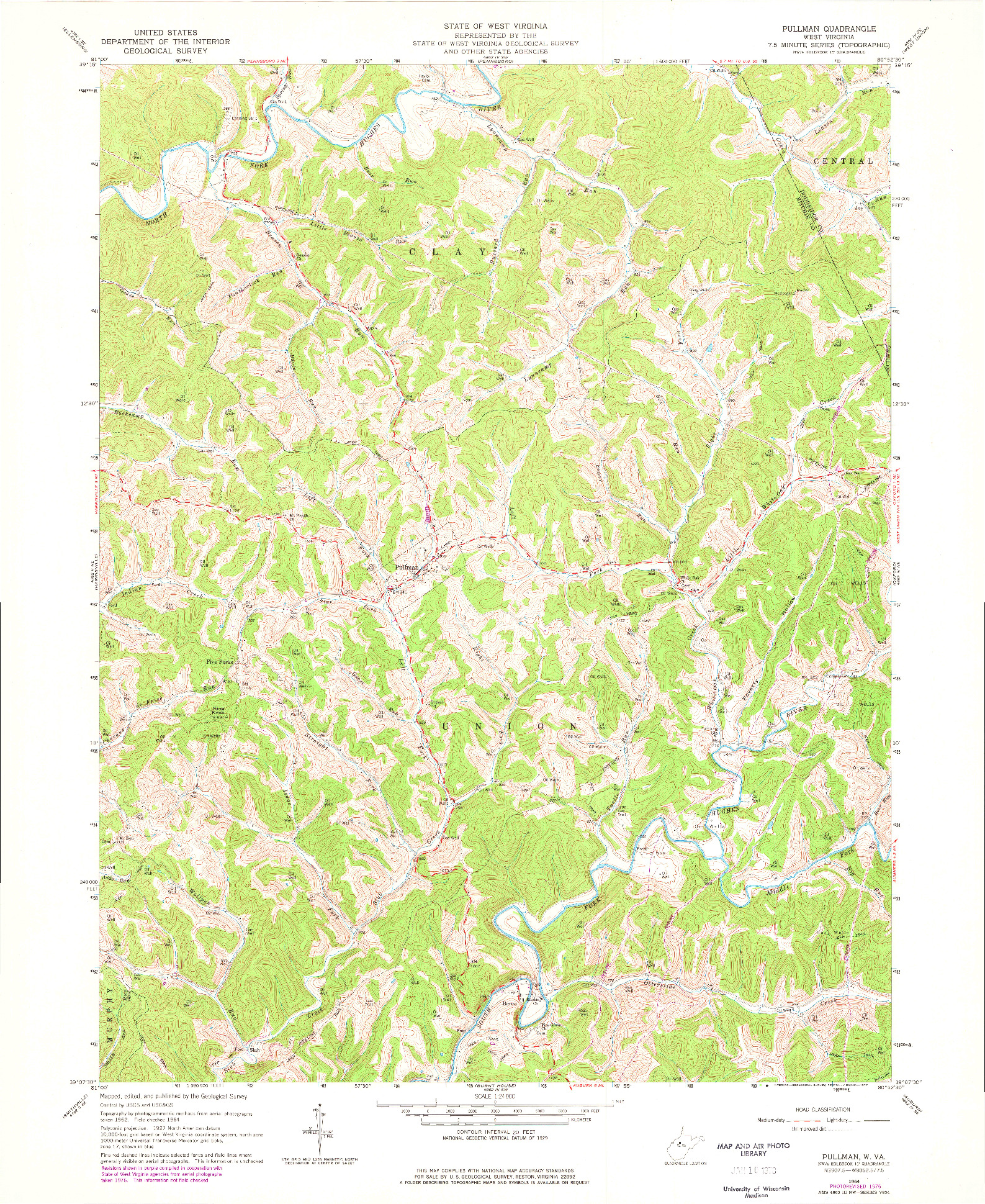 USGS 1:24000-SCALE QUADRANGLE FOR PULLMAN, WV 1964