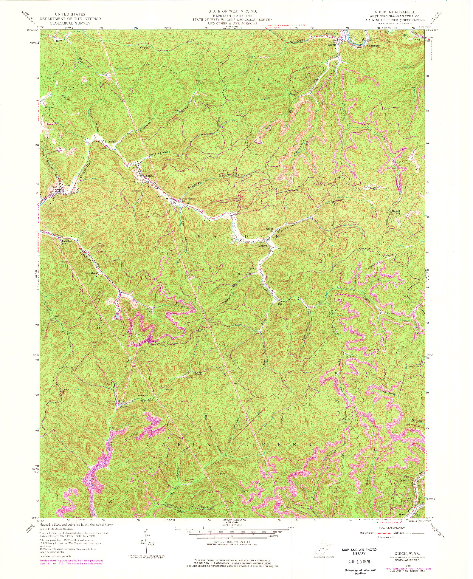 USGS 1:24000-SCALE QUADRANGLE FOR QUICK, WV 1958