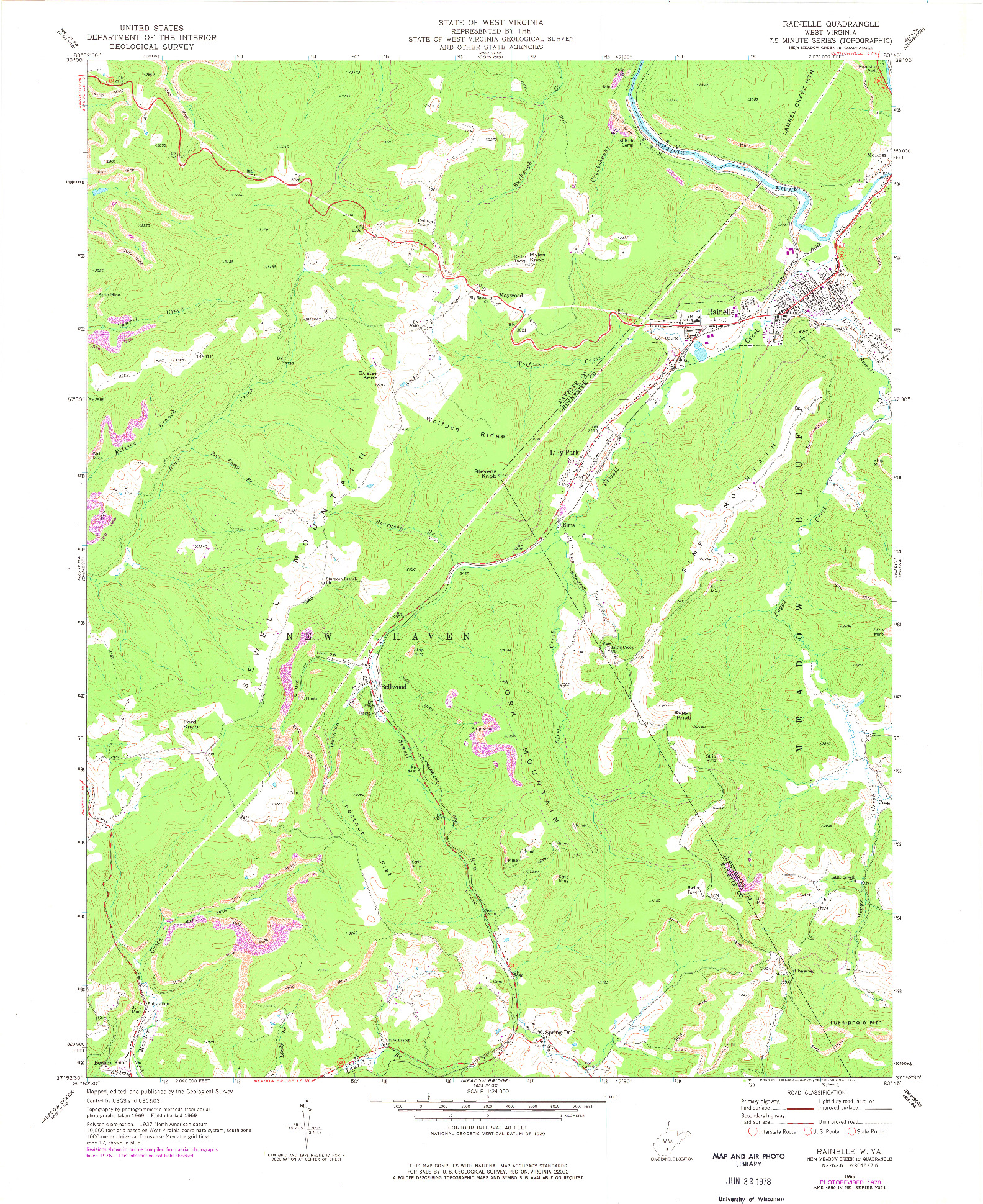 USGS 1:24000-SCALE QUADRANGLE FOR RAINELLE, WV 1969