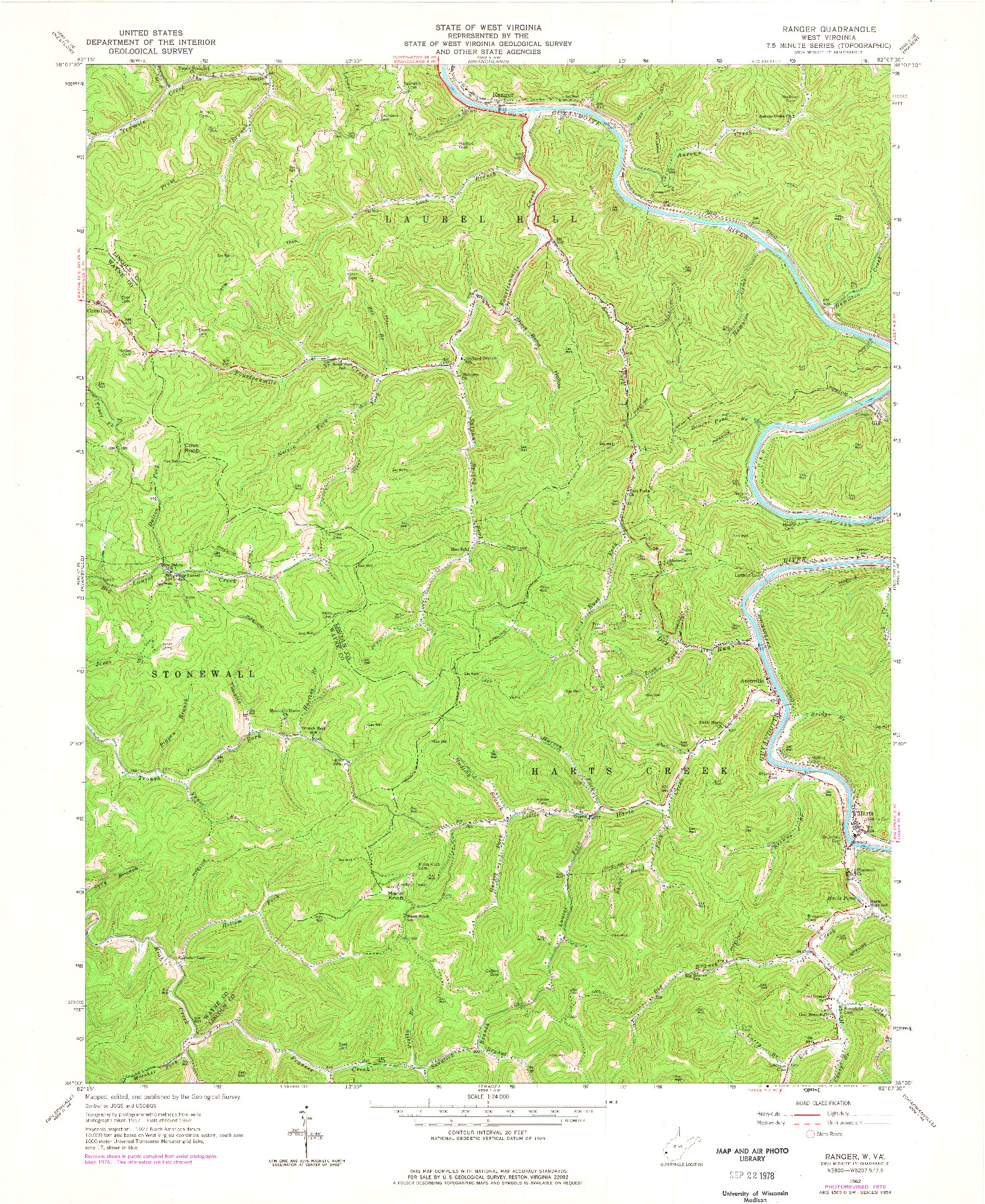 USGS 1:24000-SCALE QUADRANGLE FOR RANGER, WV 1962