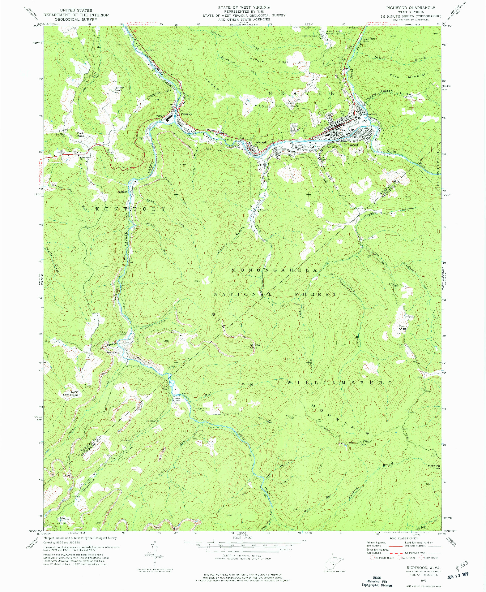 USGS 1:24000-SCALE QUADRANGLE FOR RICHWOOD, WV 1972