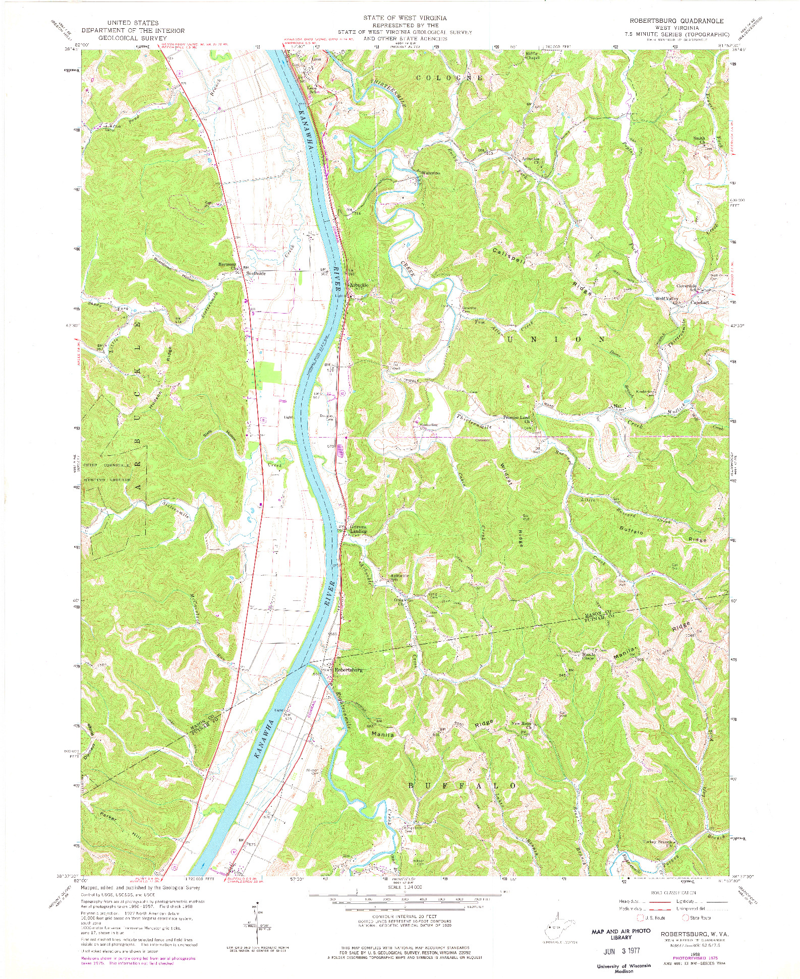 USGS 1:24000-SCALE QUADRANGLE FOR ROBERTSBURG, WV 1958