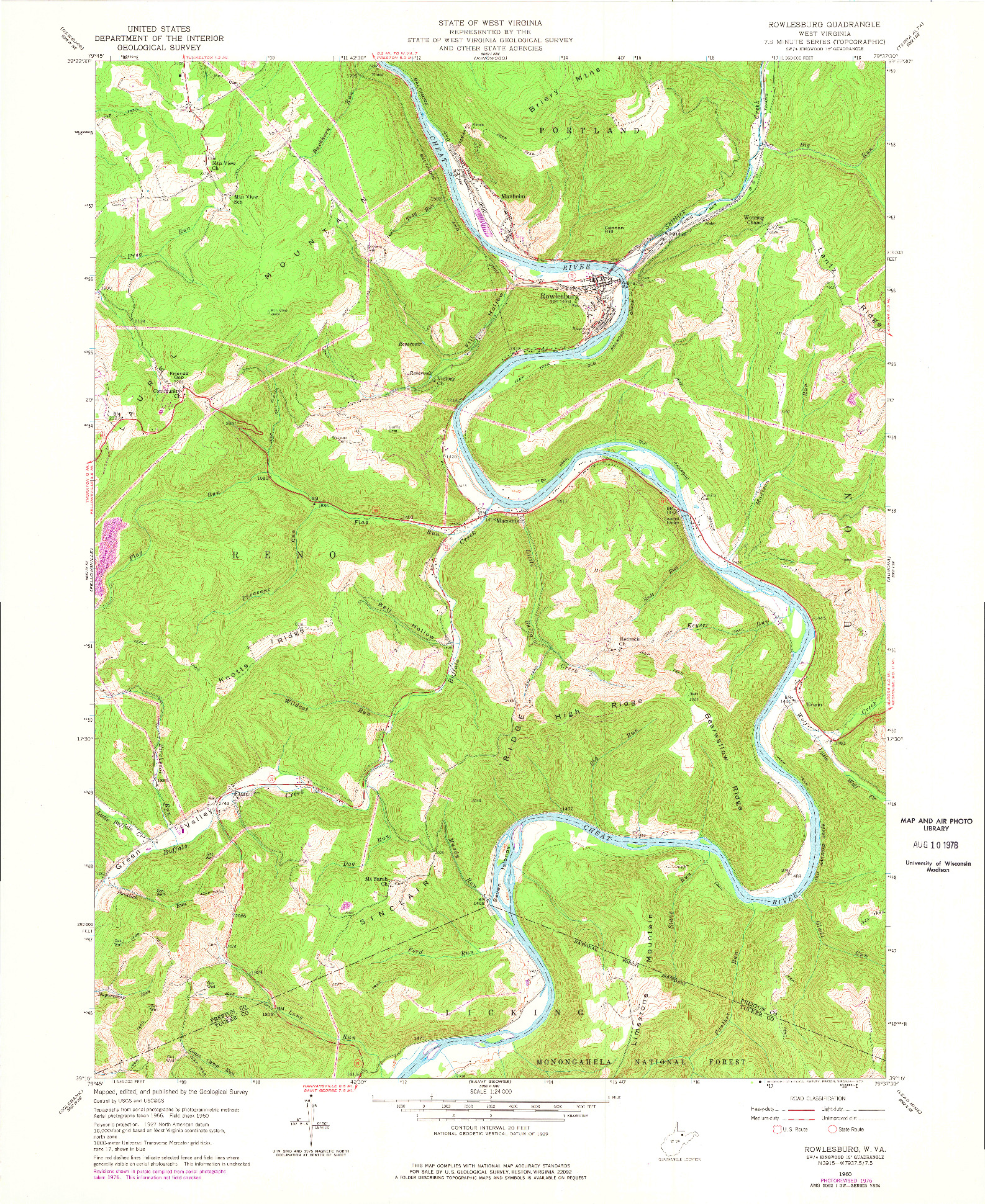 USGS 1:24000-SCALE QUADRANGLE FOR ROWLESBURG, WV 1960