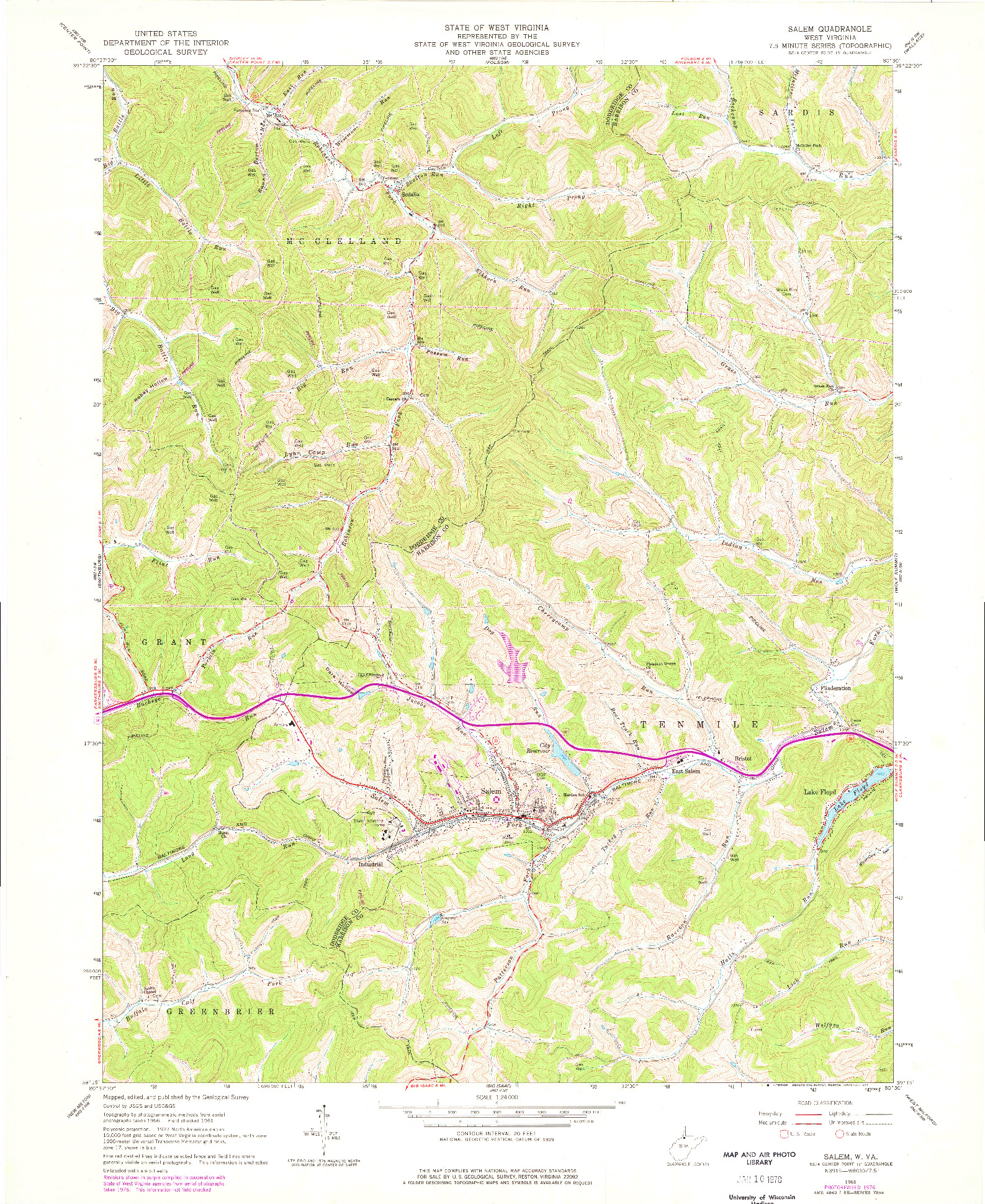 USGS 1:24000-SCALE QUADRANGLE FOR SALEM, WV 1961