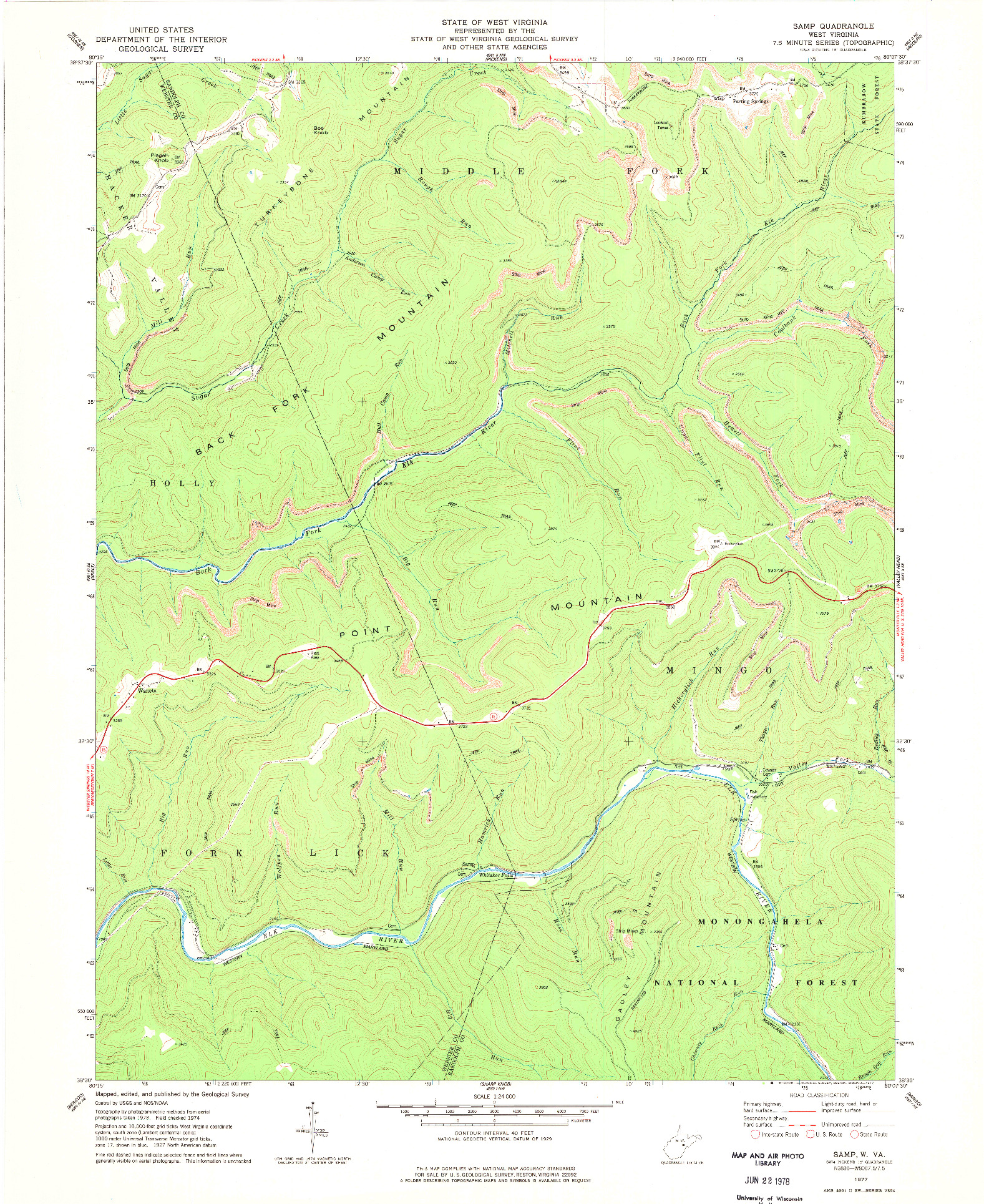 USGS 1:24000-SCALE QUADRANGLE FOR SAMP, WV 1977