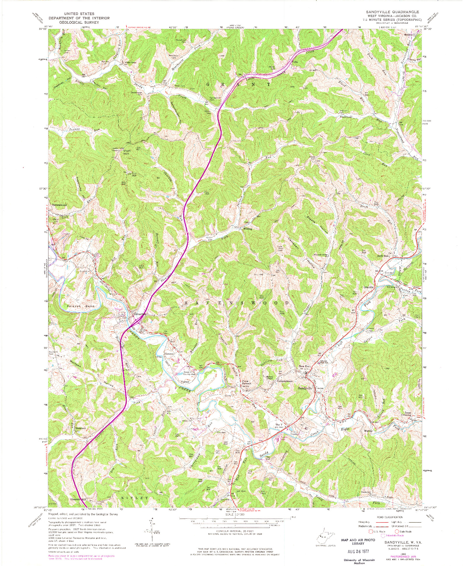 USGS 1:24000-SCALE QUADRANGLE FOR SANDYVILLE, WV 1960