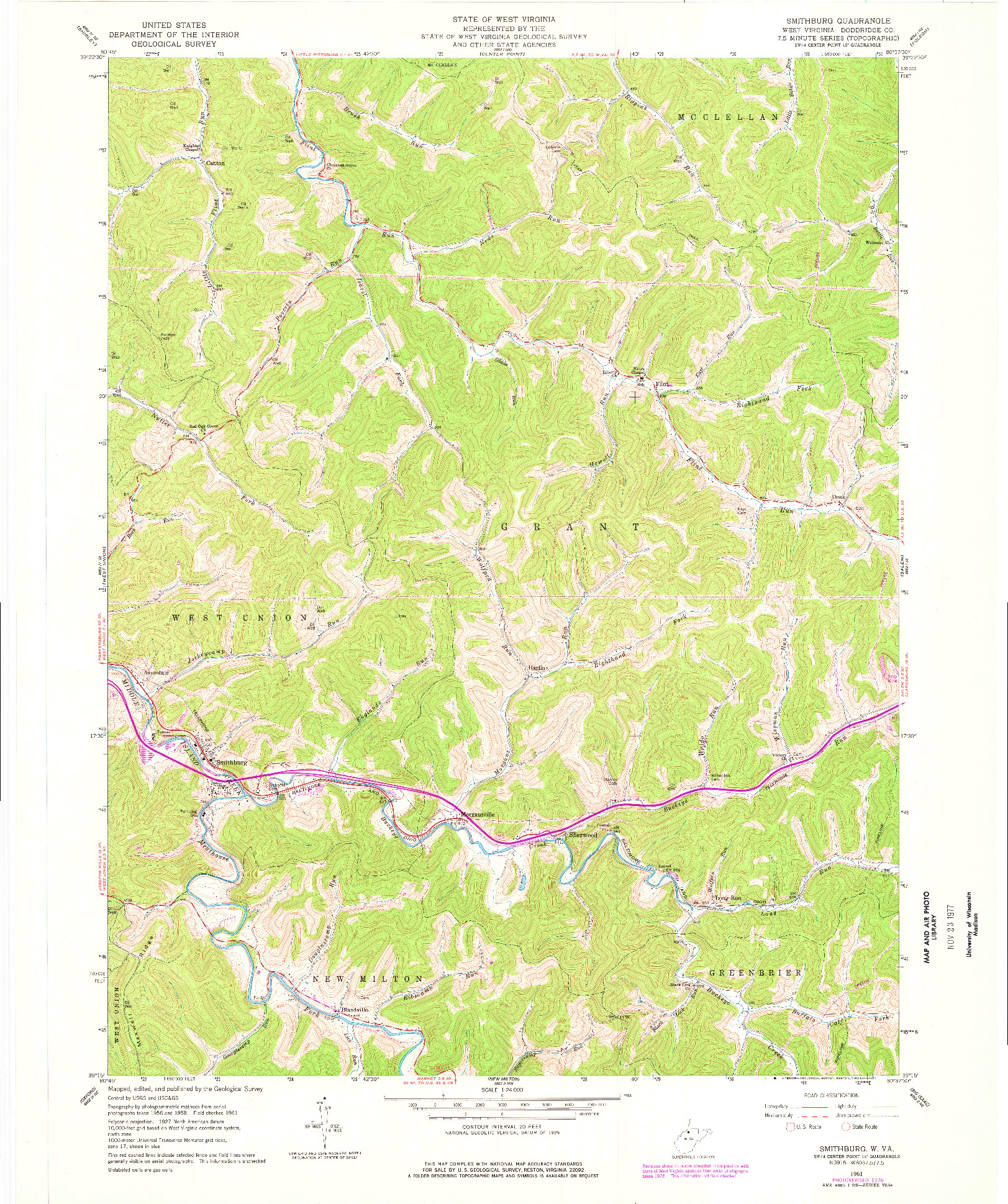 USGS 1:24000-SCALE QUADRANGLE FOR SMITHBURG, WV 1961