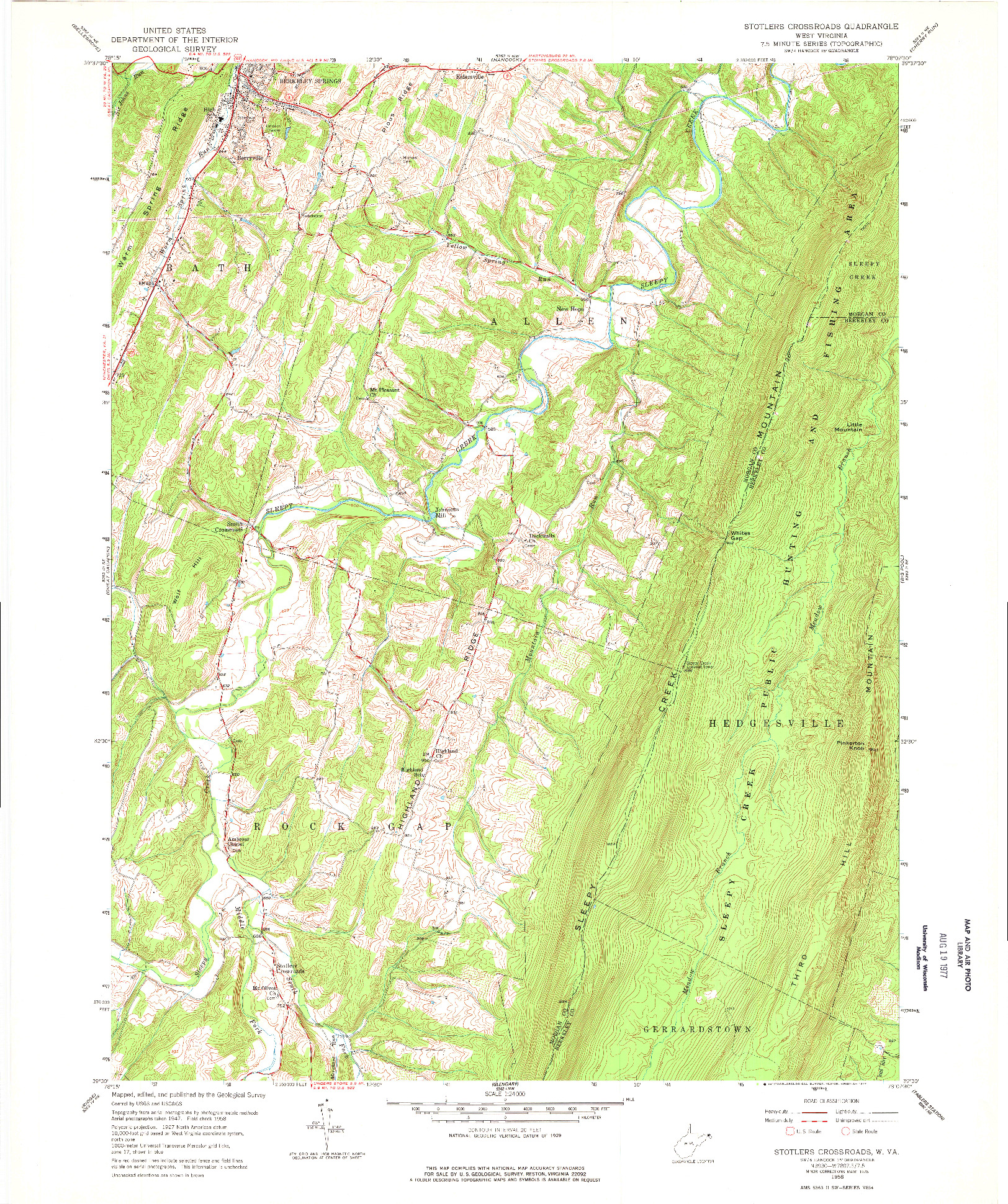 USGS 1:24000-SCALE QUADRANGLE FOR STOTLERS CROSSROADS, WV 1958