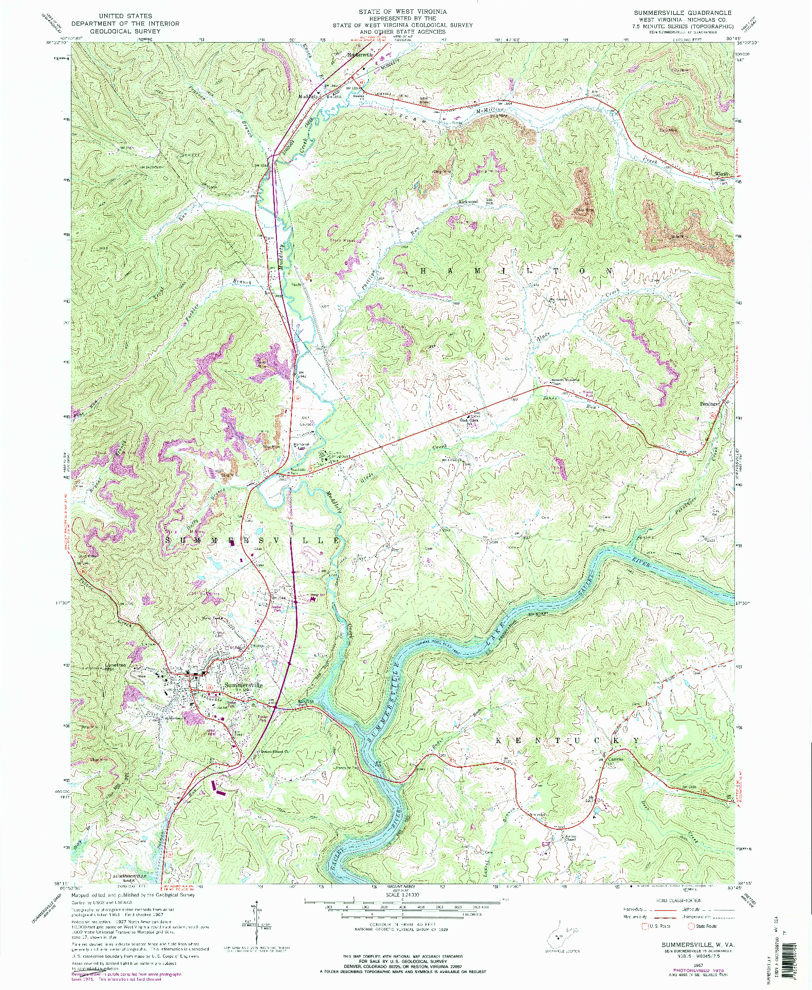 USGS 1:24000-SCALE QUADRANGLE FOR SUMMERSVILLE, WV 1967