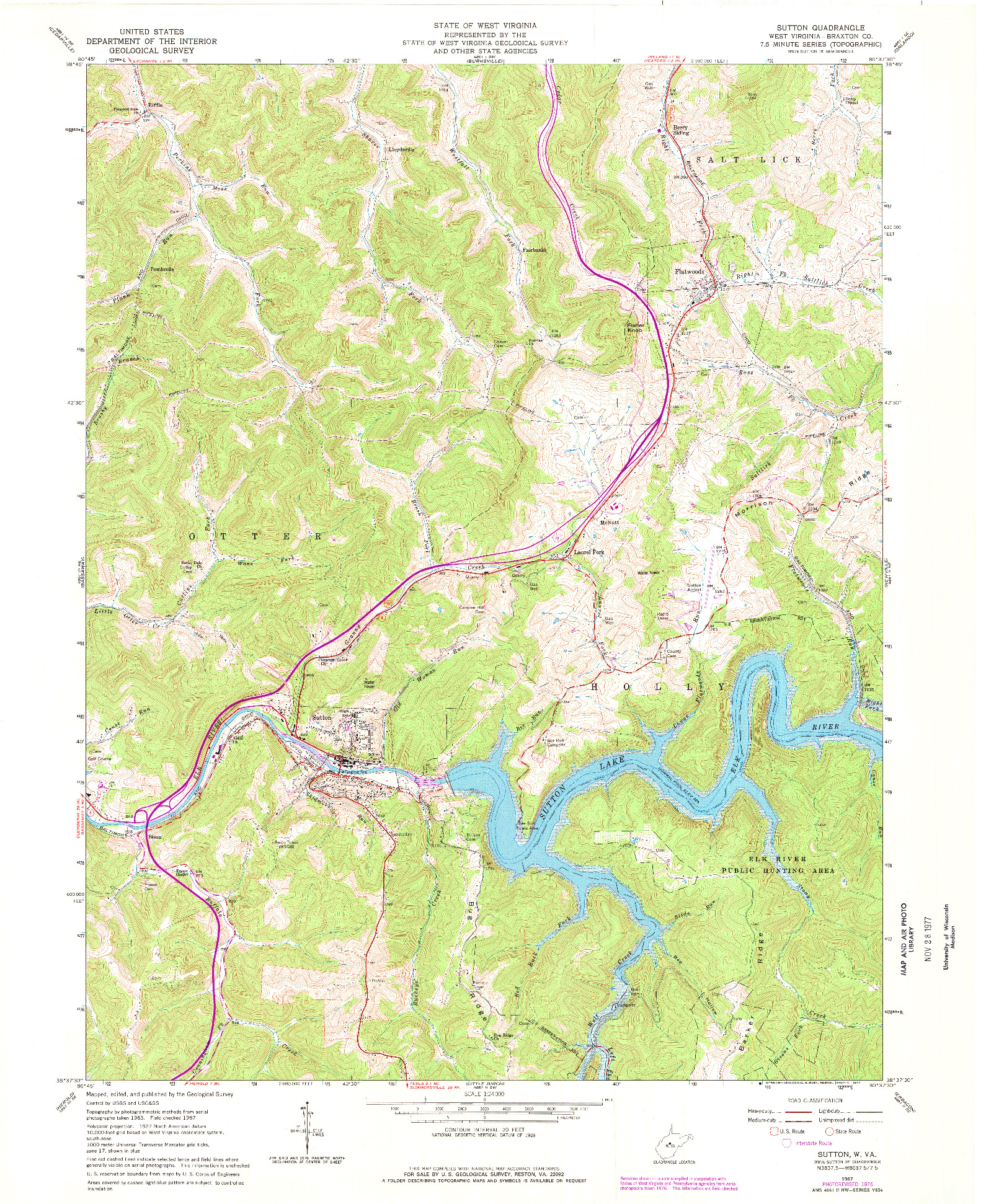 USGS 1:24000-SCALE QUADRANGLE FOR SUTTON, WV 1967