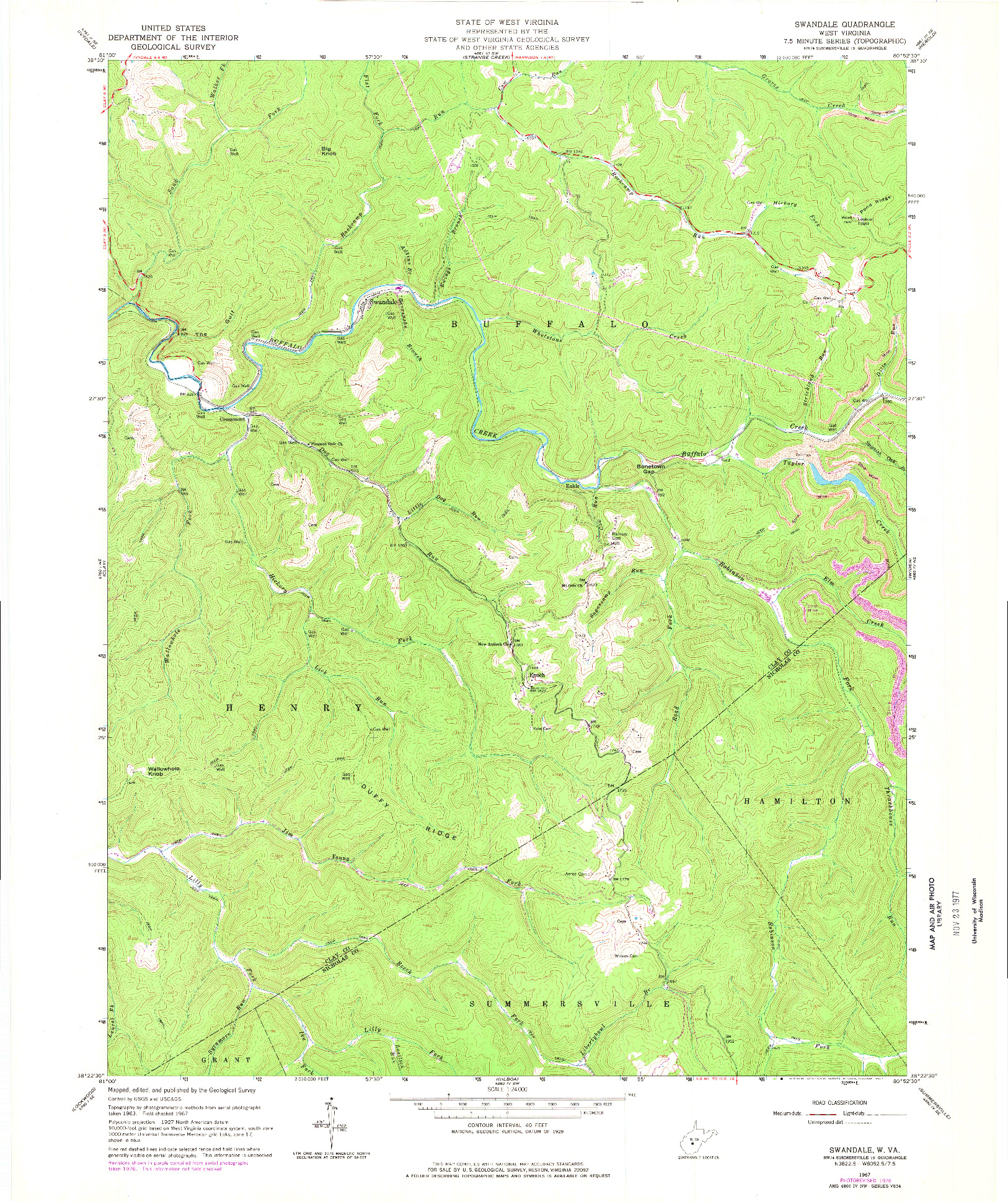 USGS 1:24000-SCALE QUADRANGLE FOR SWANDALE, WV 1967