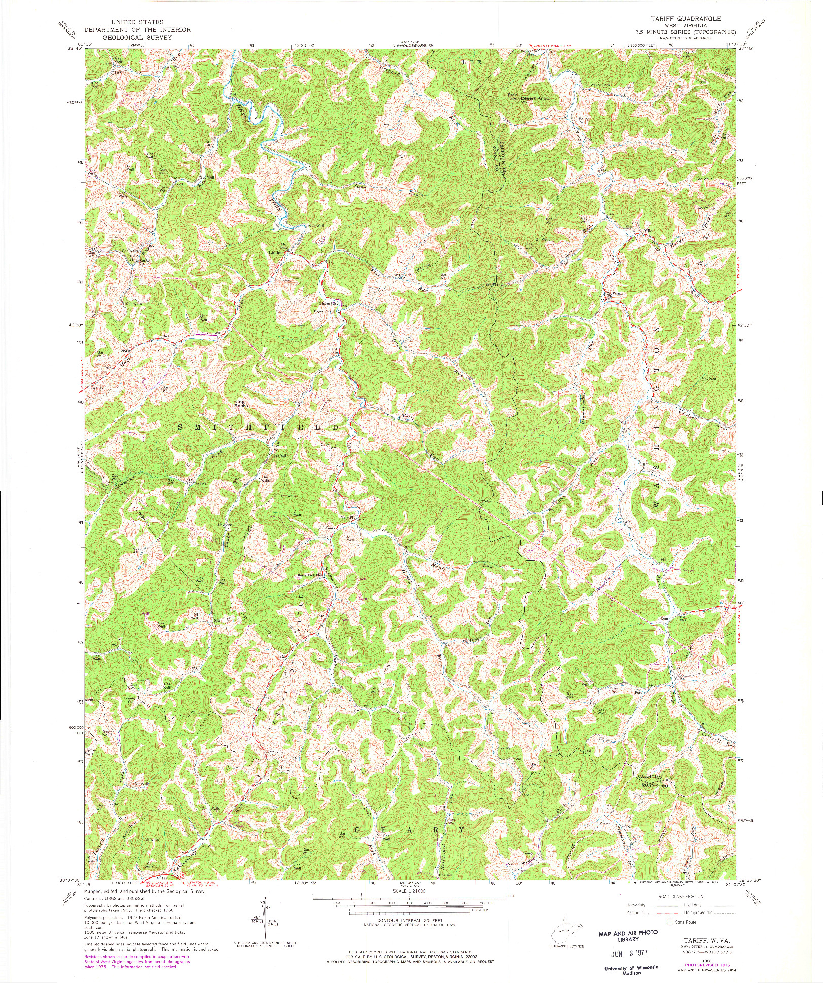 USGS 1:24000-SCALE QUADRANGLE FOR TARIFF, WV 1966