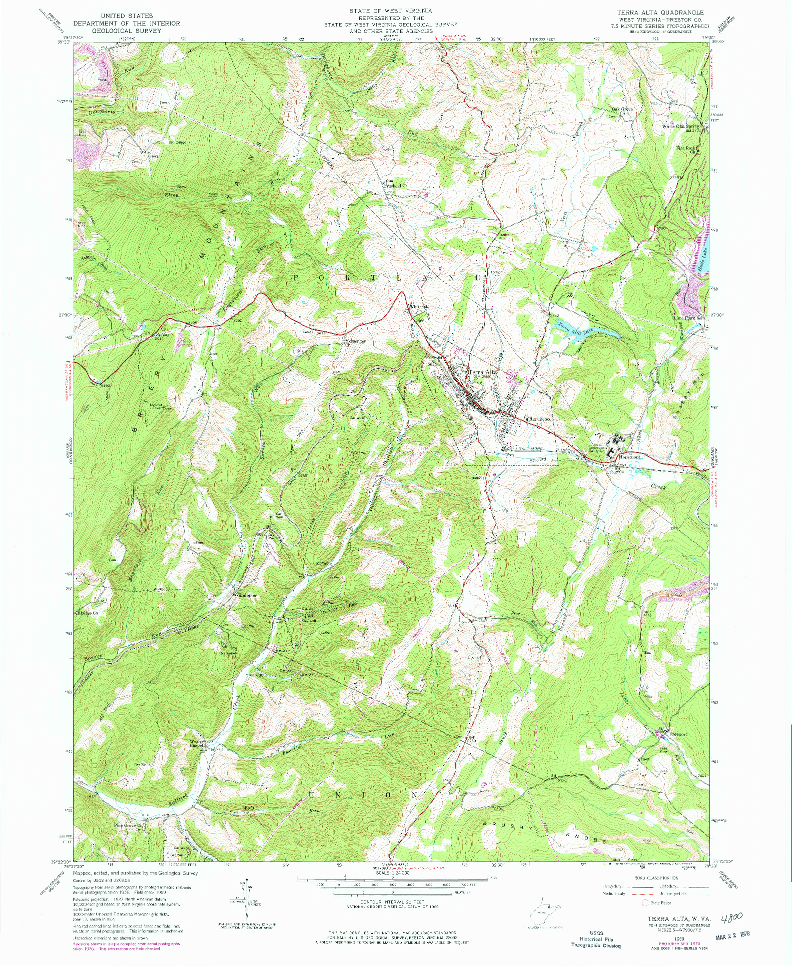 USGS 1:24000-SCALE QUADRANGLE FOR TERRA ALTA, WV 1959