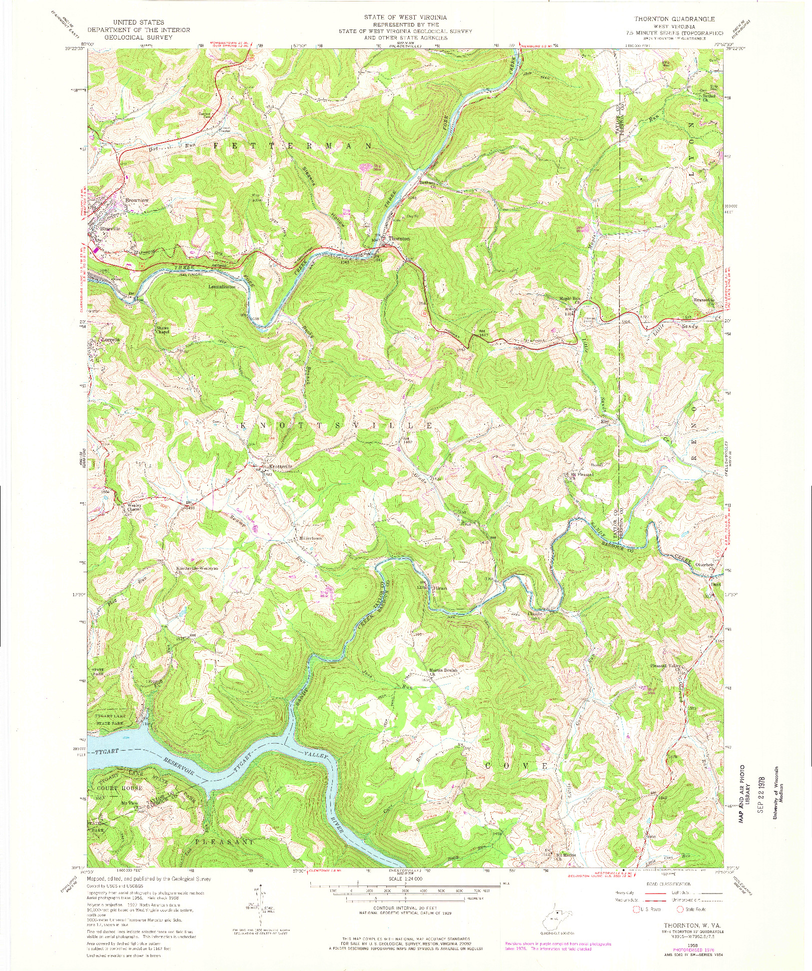 USGS 1:24000-SCALE QUADRANGLE FOR THORNTON, WV 1958