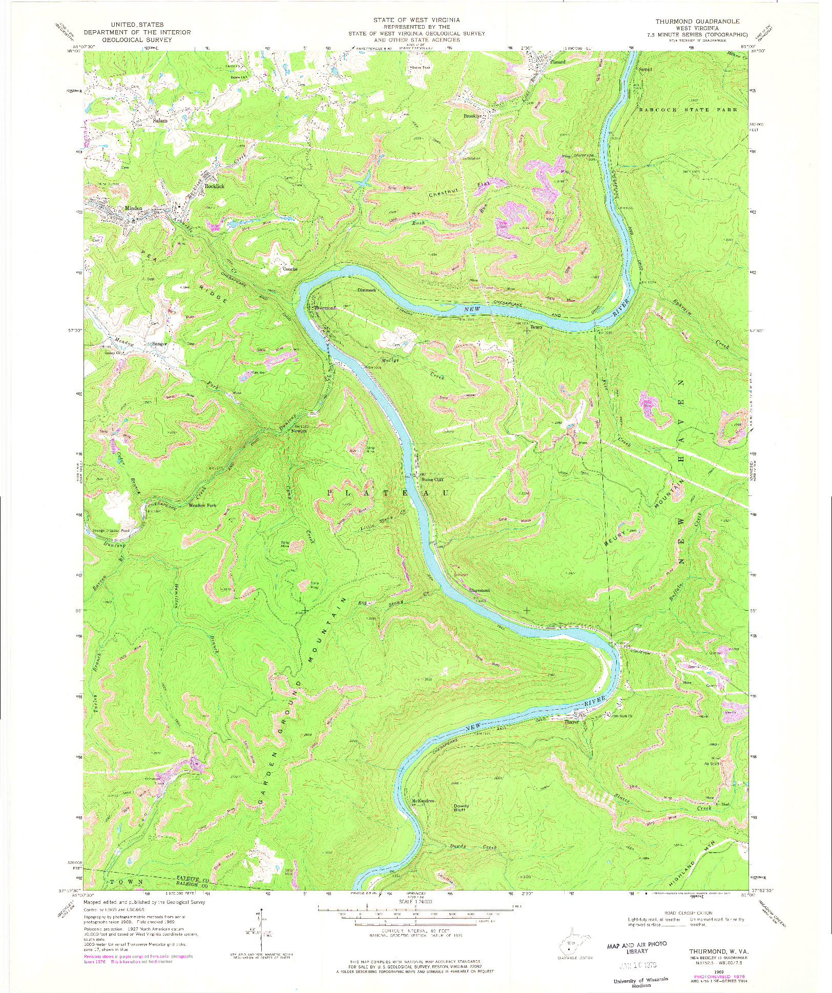 USGS 1:24000-SCALE QUADRANGLE FOR THURMOND, WV 1969