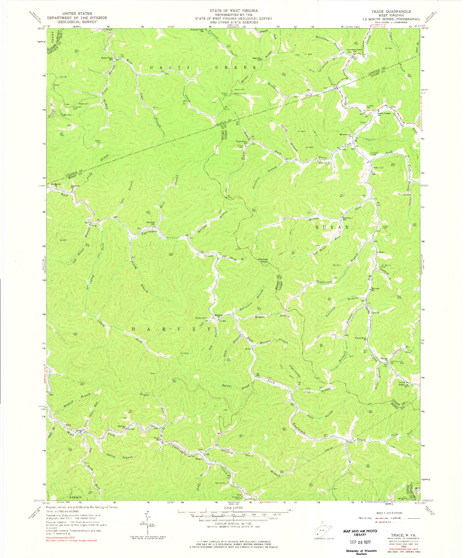 USGS 1:24000-SCALE QUADRANGLE FOR TRACE, WV 1963