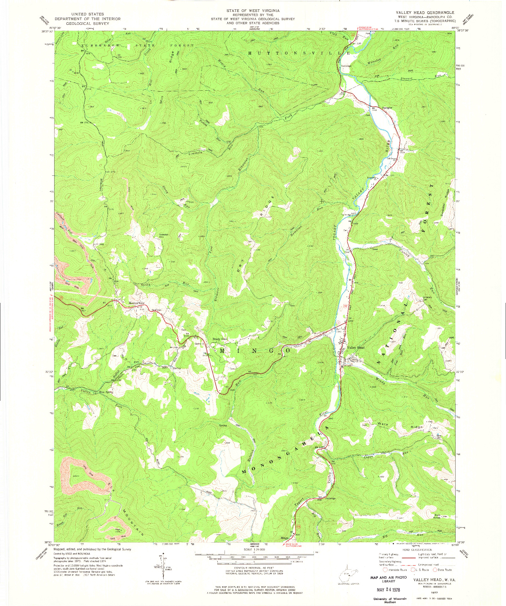 USGS 1:24000-SCALE QUADRANGLE FOR VALLEY HEAD, WV 1977