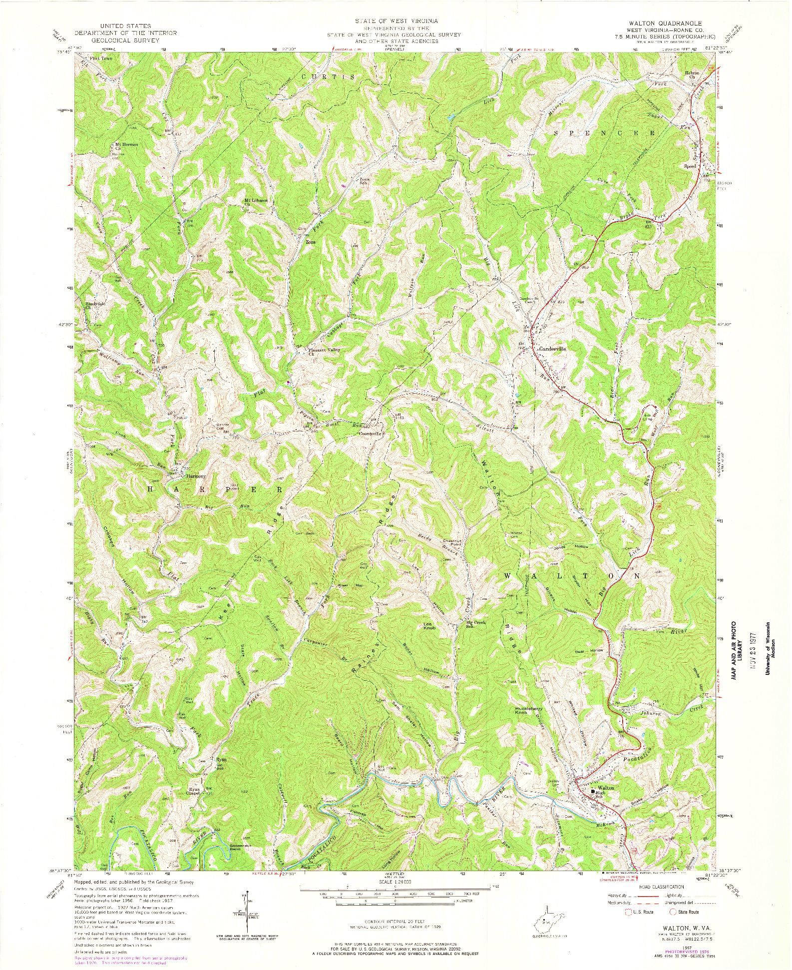 USGS 1:24000-SCALE QUADRANGLE FOR WALTON, WV 1957