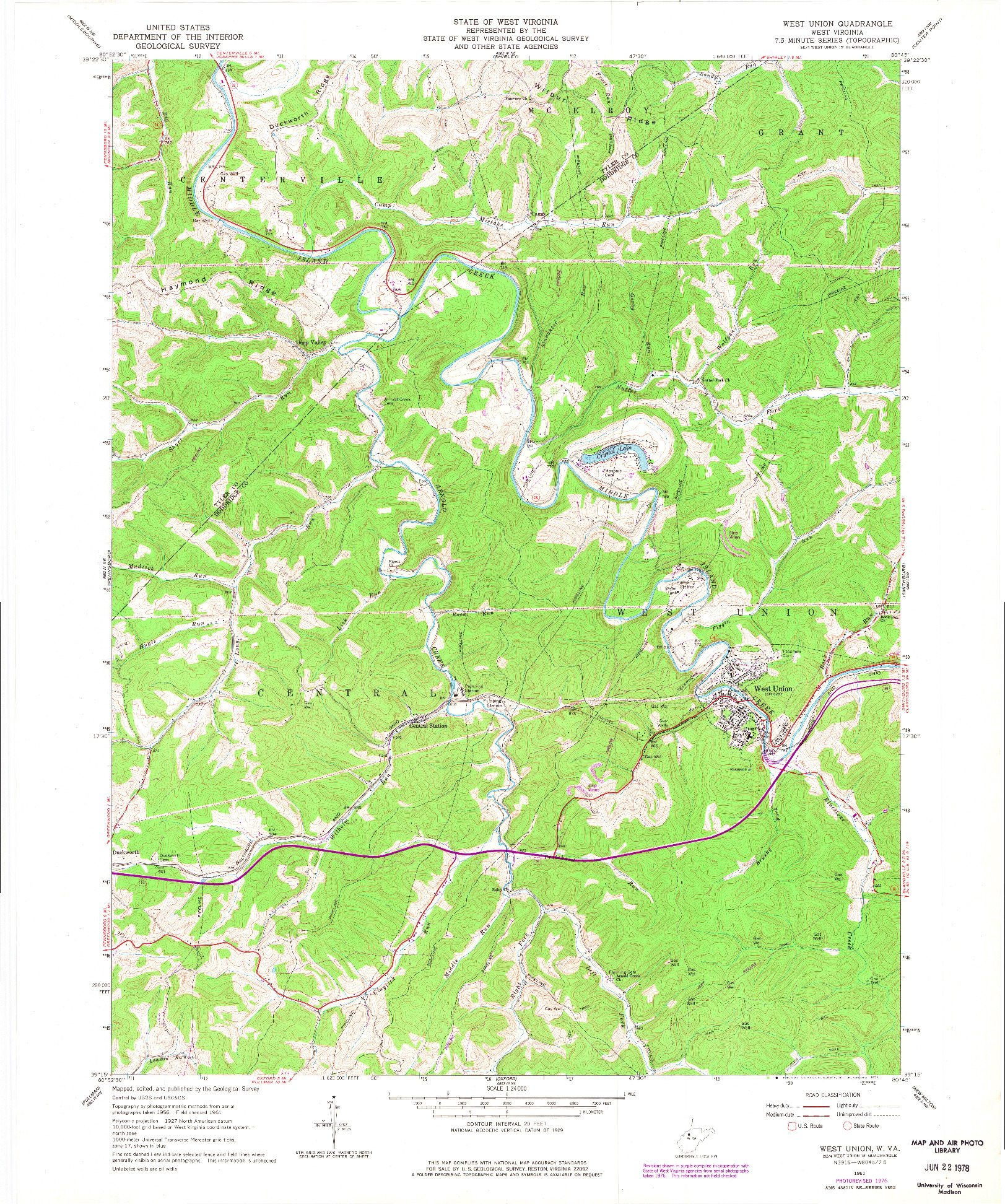 USGS 1:24000-SCALE QUADRANGLE FOR WEST UNION, WV 1961