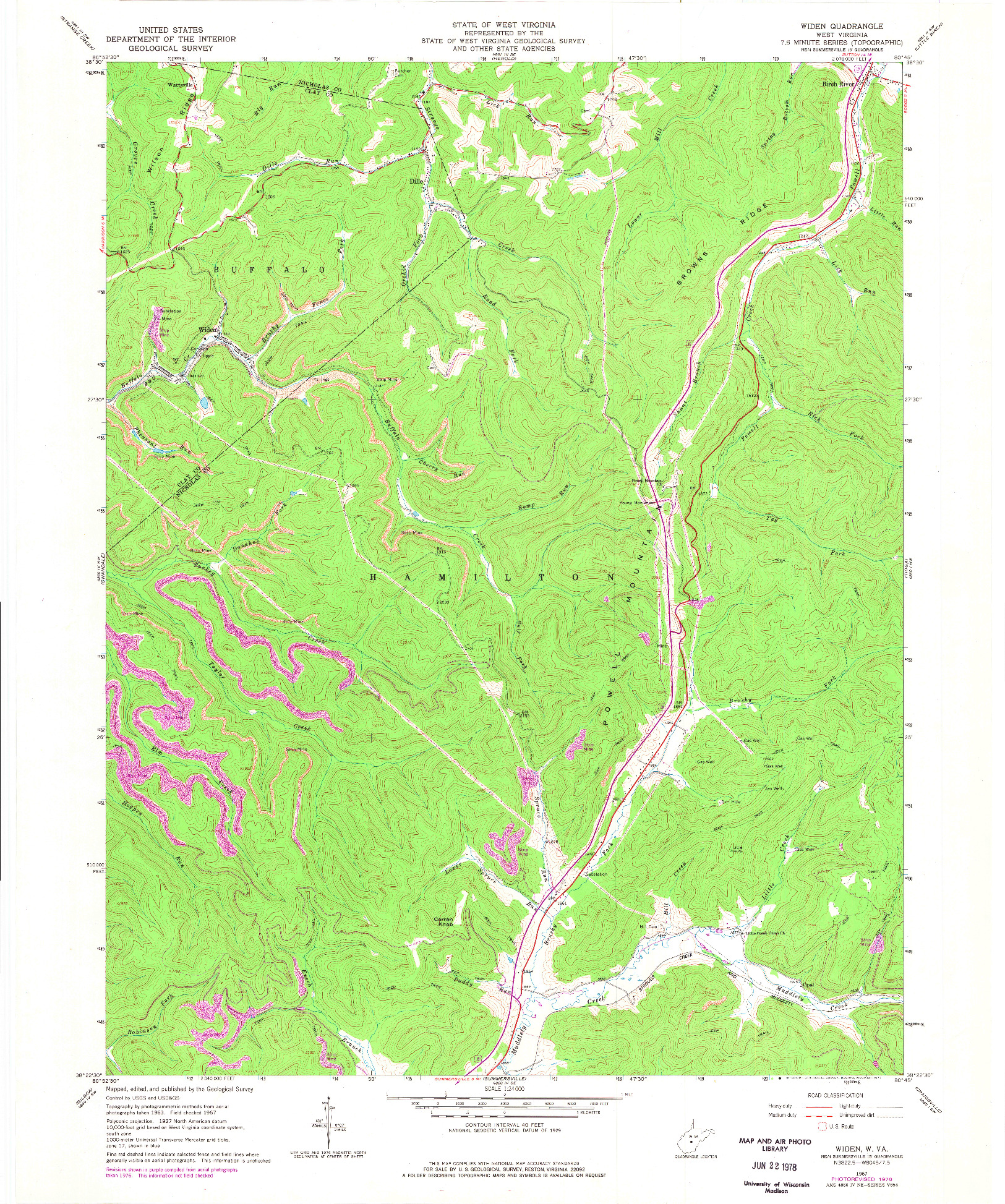 USGS 1:24000-SCALE QUADRANGLE FOR WIDEN, WV 1967