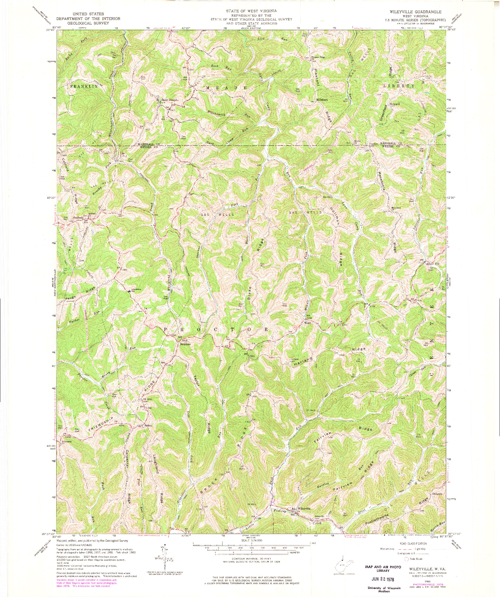 USGS 1:24000-SCALE QUADRANGLE FOR WILEYVILLE, WV 1960