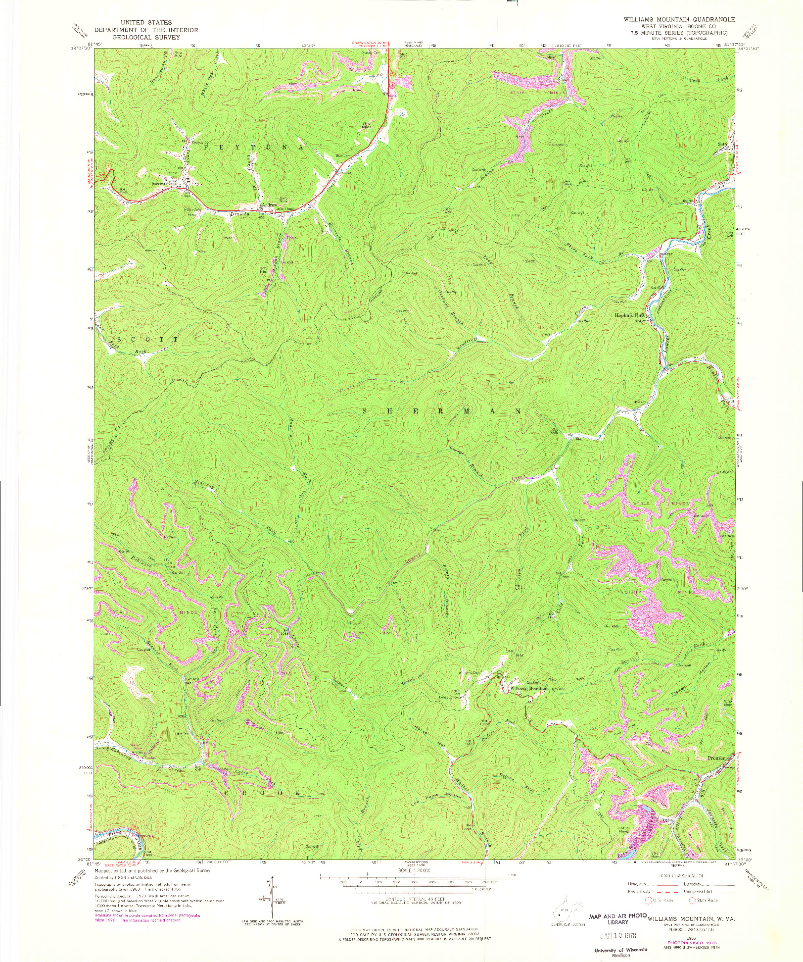 USGS 1:24000-SCALE QUADRANGLE FOR WILLIAMS MOUNTAIN, WV 1965