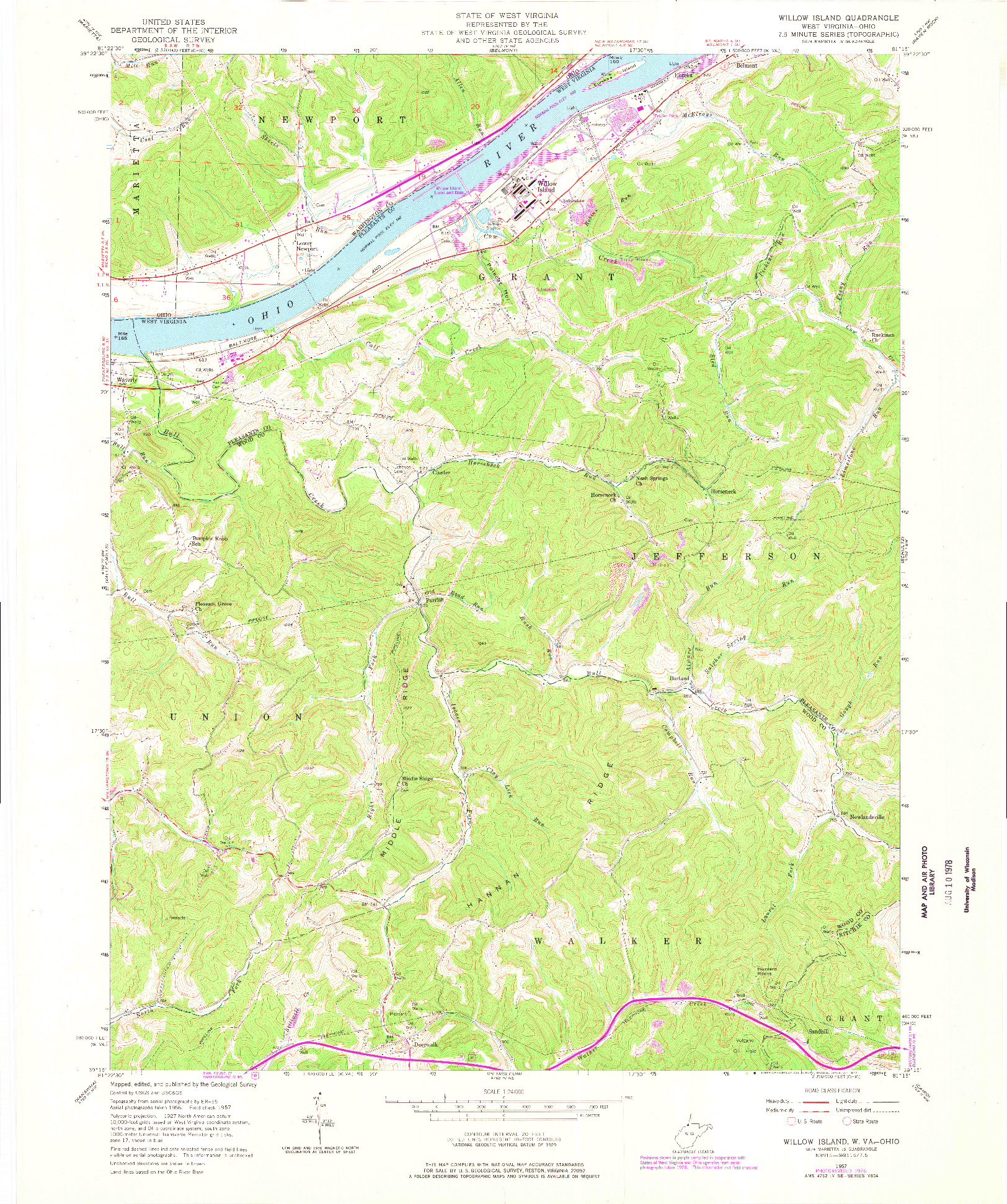 USGS 1:24000-SCALE QUADRANGLE FOR WILLOW ISLAND, WV 1957