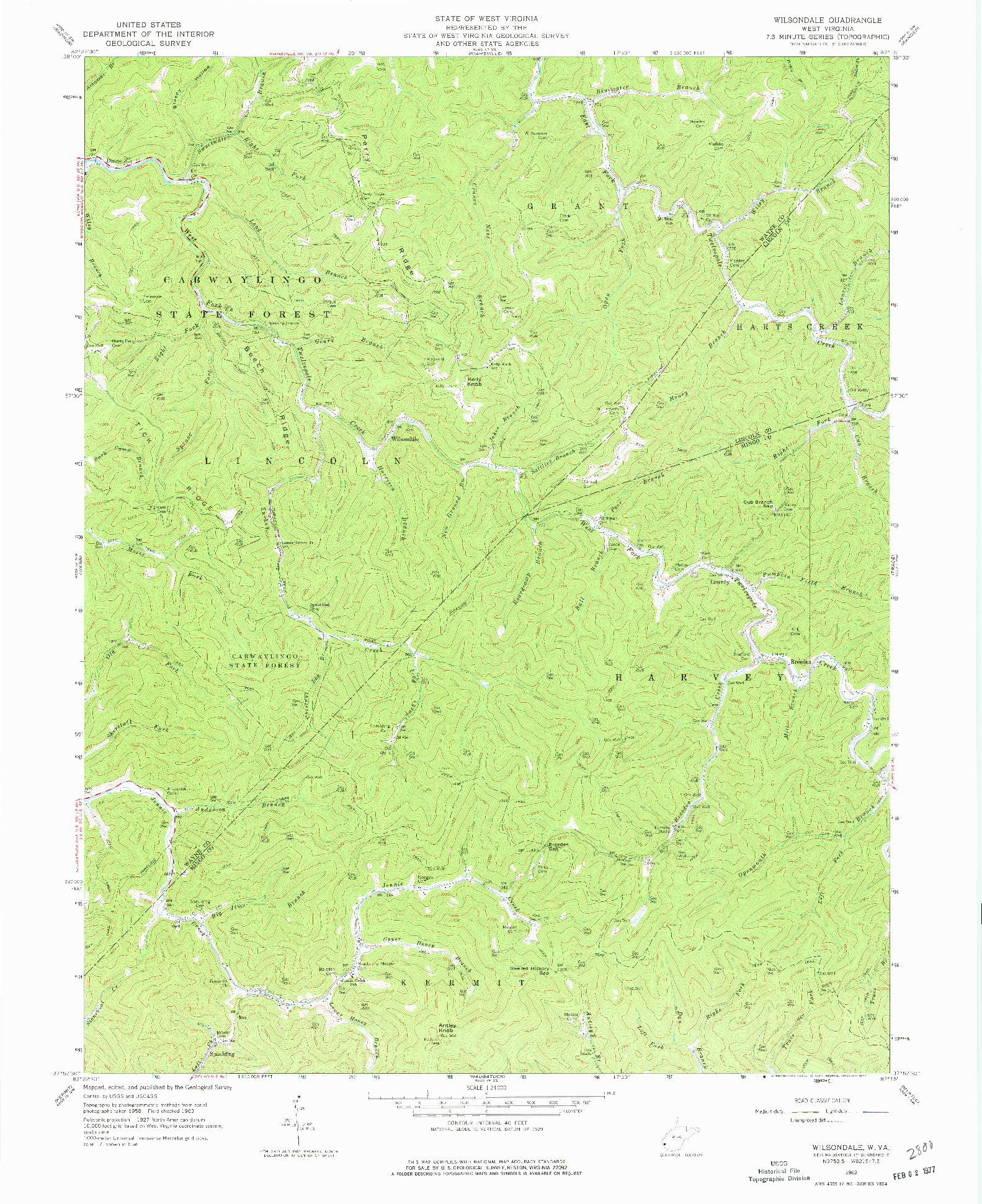 USGS 1:24000-SCALE QUADRANGLE FOR WILSONDALE, WV 1963