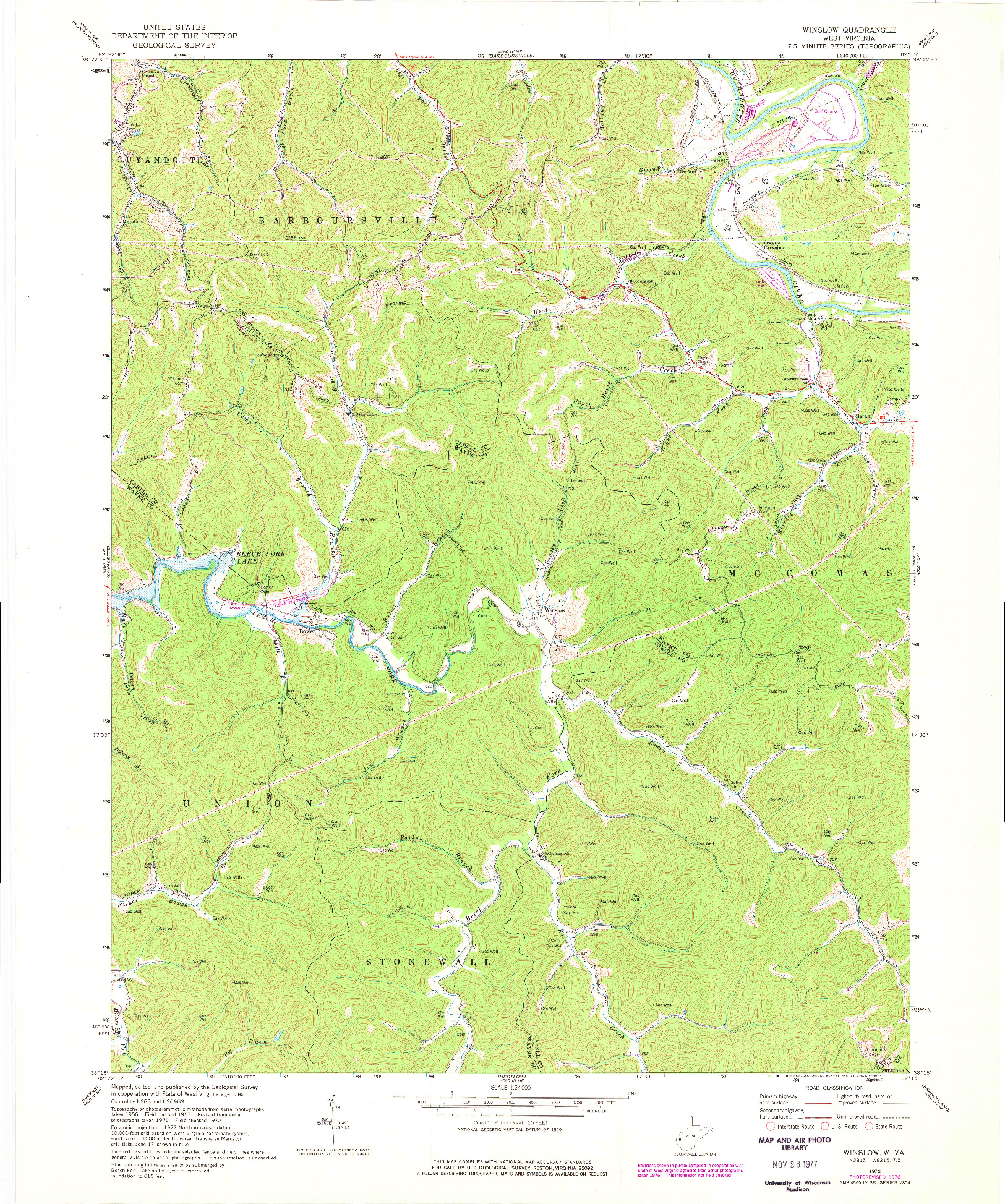 USGS 1:24000-SCALE QUADRANGLE FOR WINSLOW, WV 1972