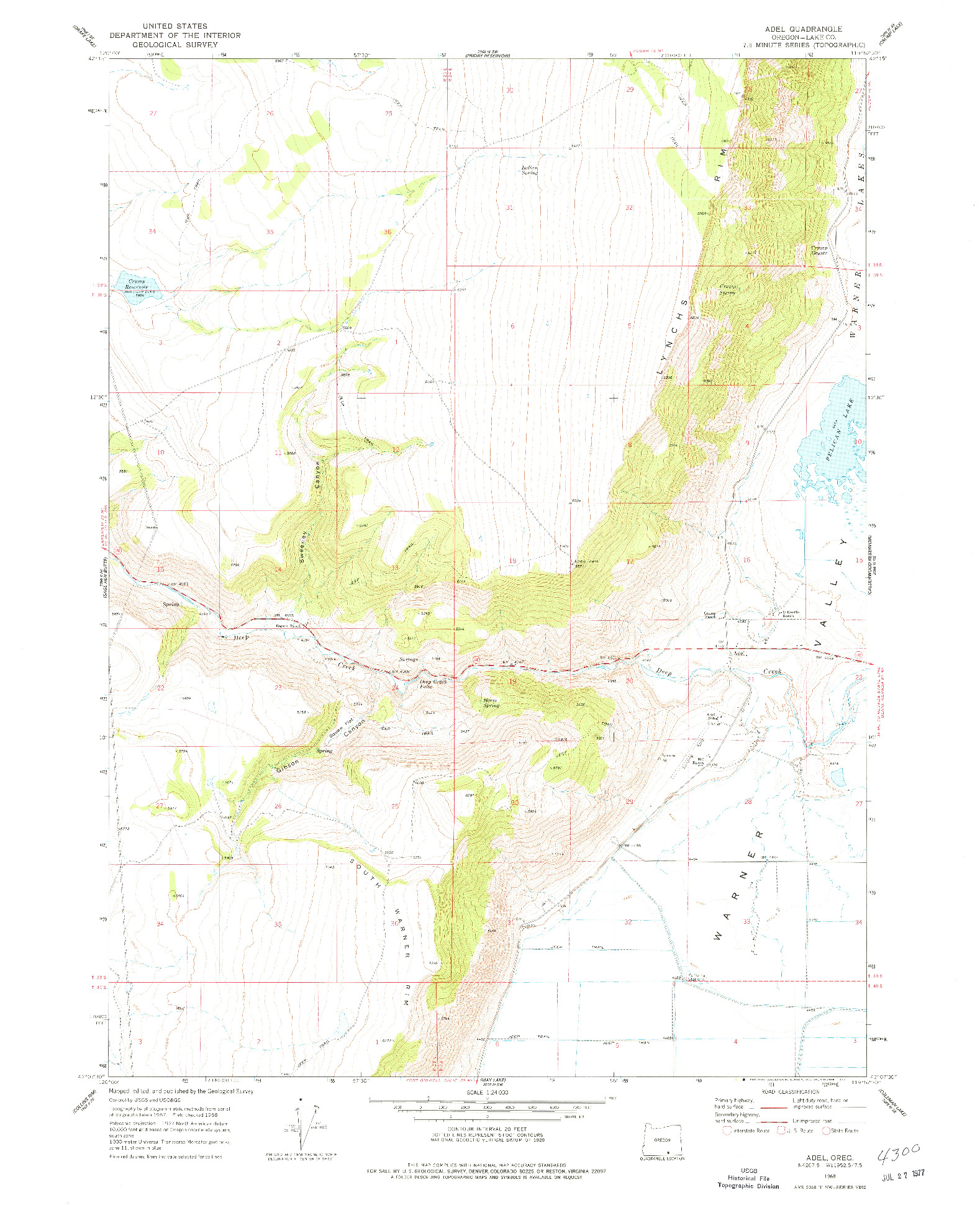 USGS 1:24000-SCALE QUADRANGLE FOR ADEL, OR 1968