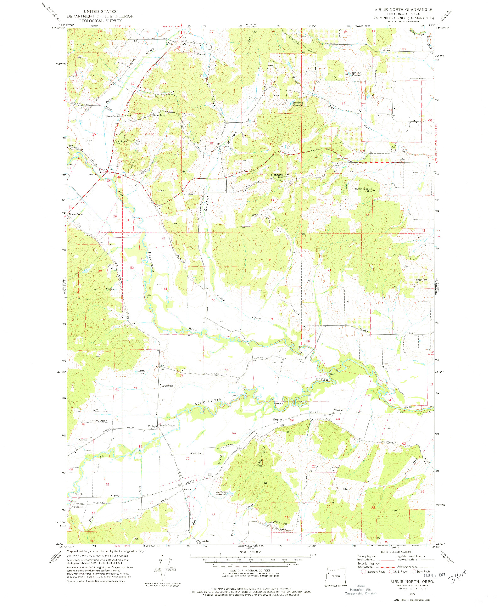 USGS 1:24000-SCALE QUADRANGLE FOR AIRLIE NORTH, OR 1974