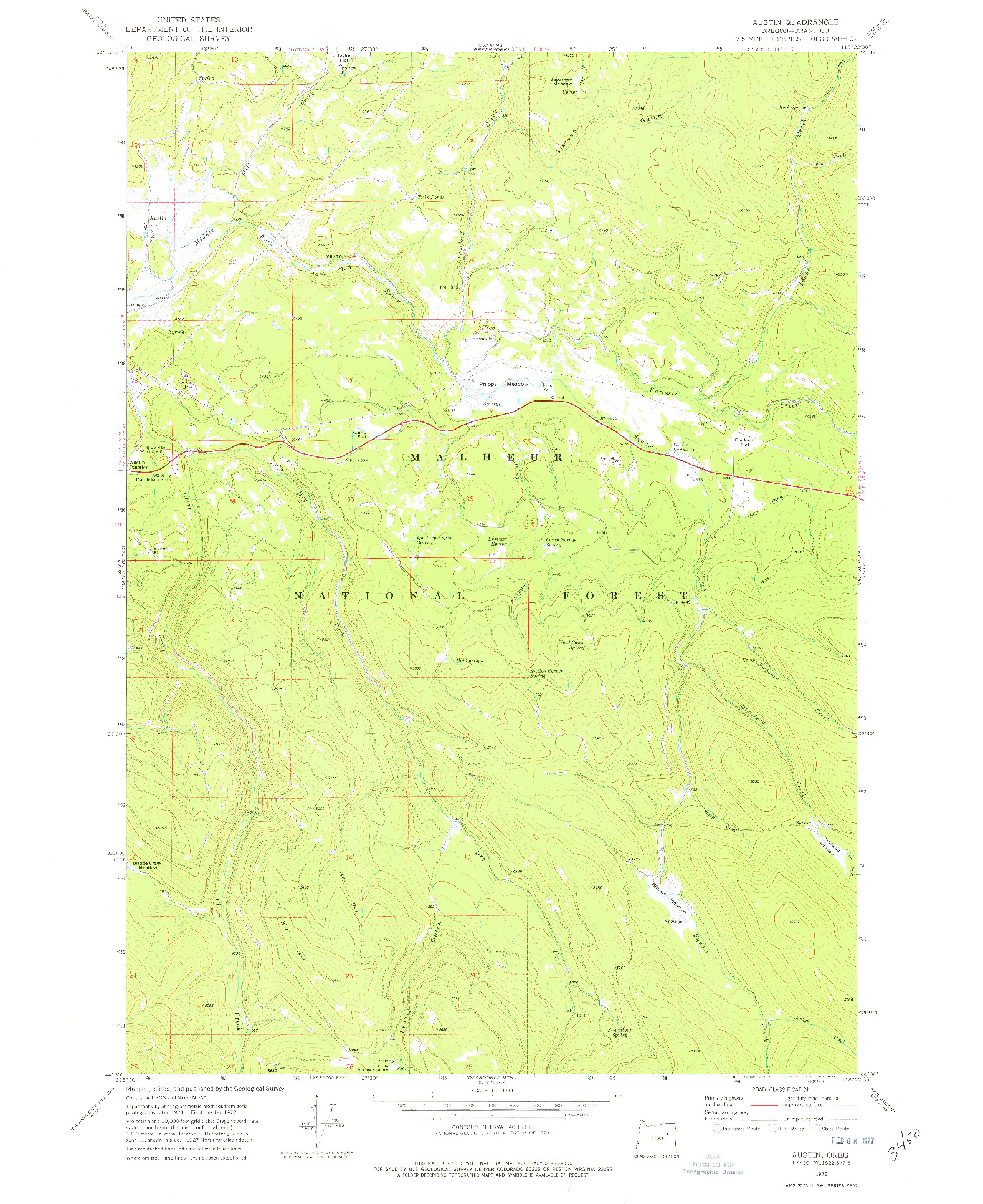 USGS 1:24000-SCALE QUADRANGLE FOR AUSTIN, OR 1972