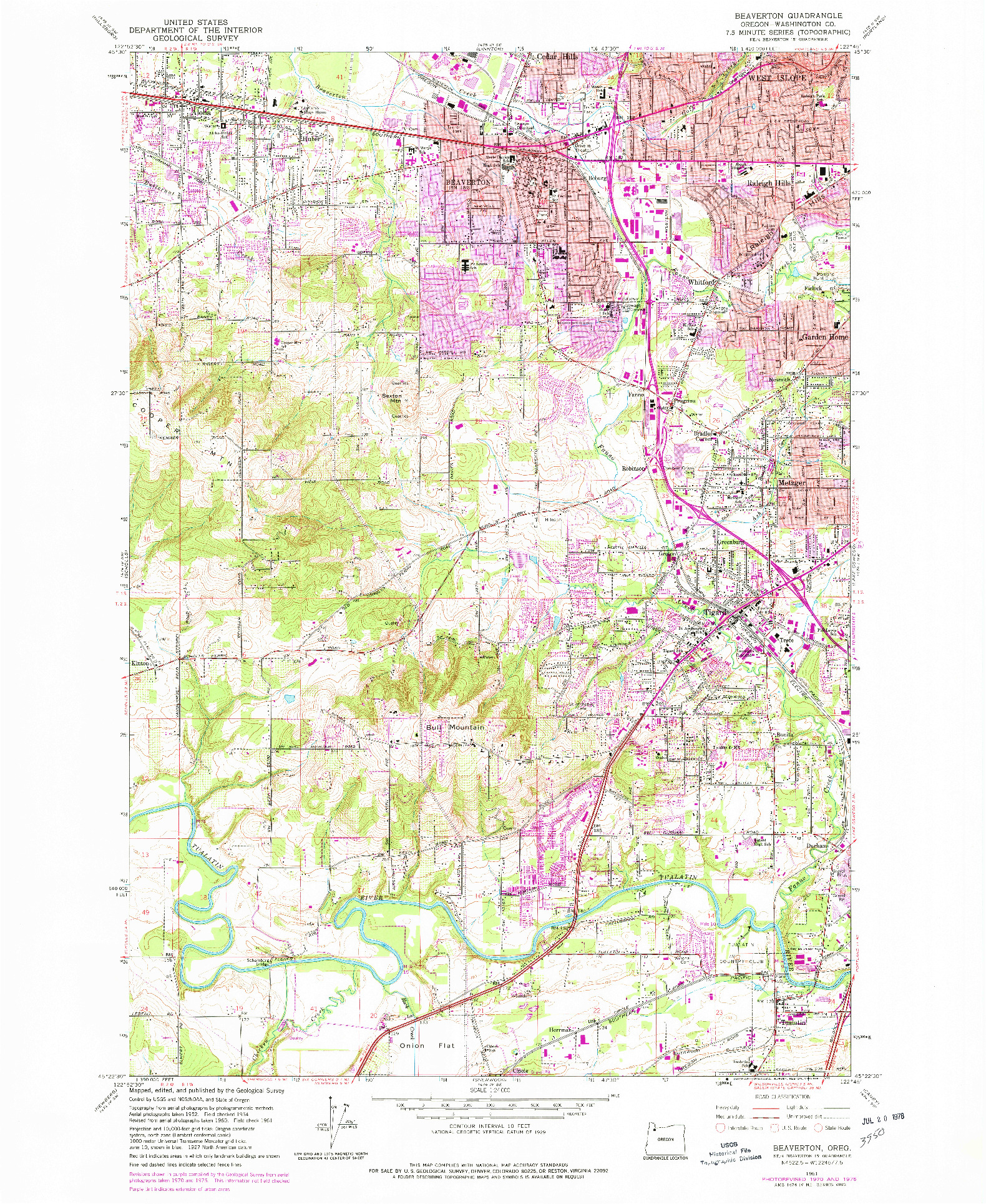 USGS 1:24000-SCALE QUADRANGLE FOR BEAVERTON, OR 1961