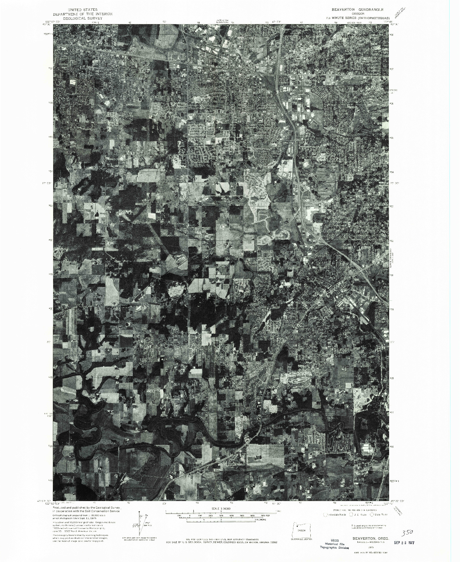 USGS 1:24000-SCALE QUADRANGLE FOR BEAVERTON, OR 1975