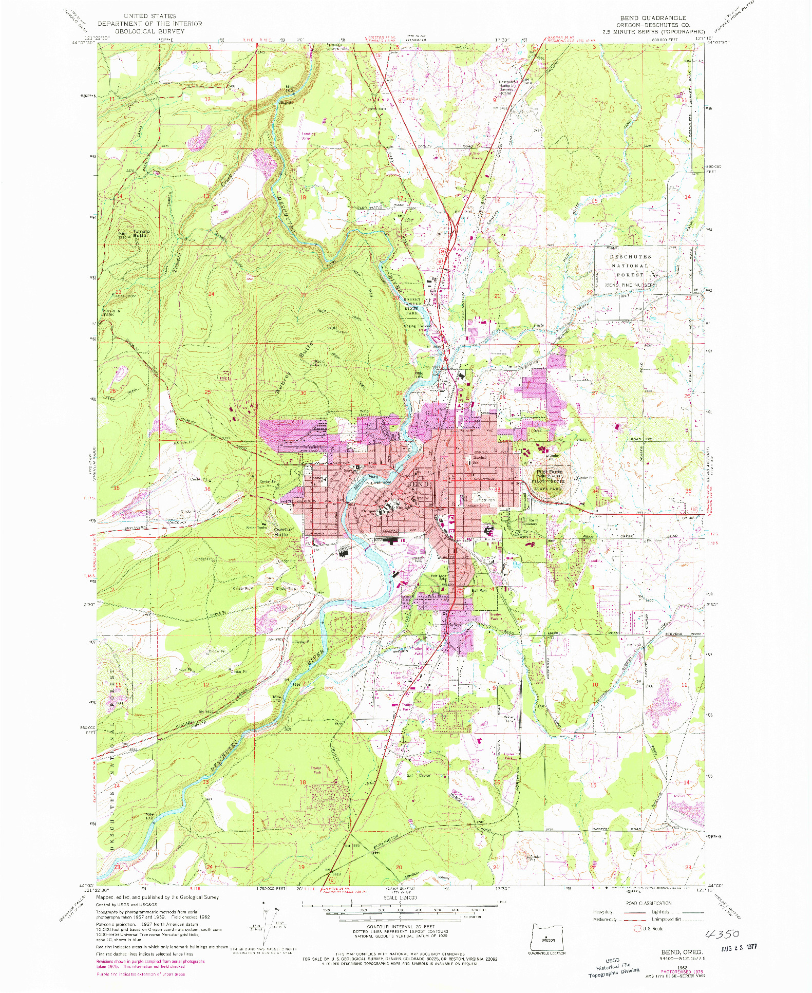 USGS 1:24000-SCALE QUADRANGLE FOR BEND, OR 1962