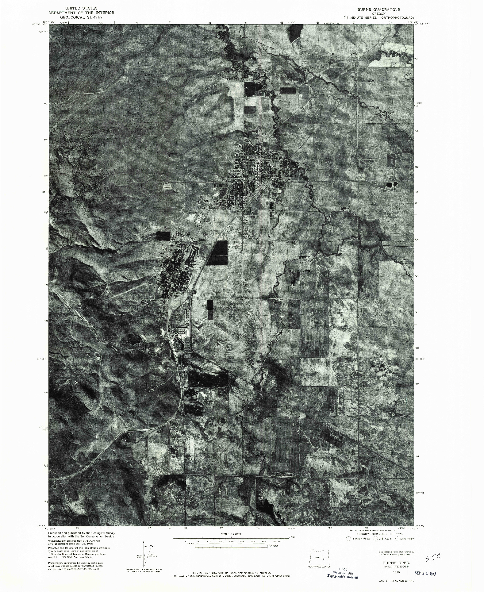 USGS 1:24000-SCALE QUADRANGLE FOR BURNS, OR 1975