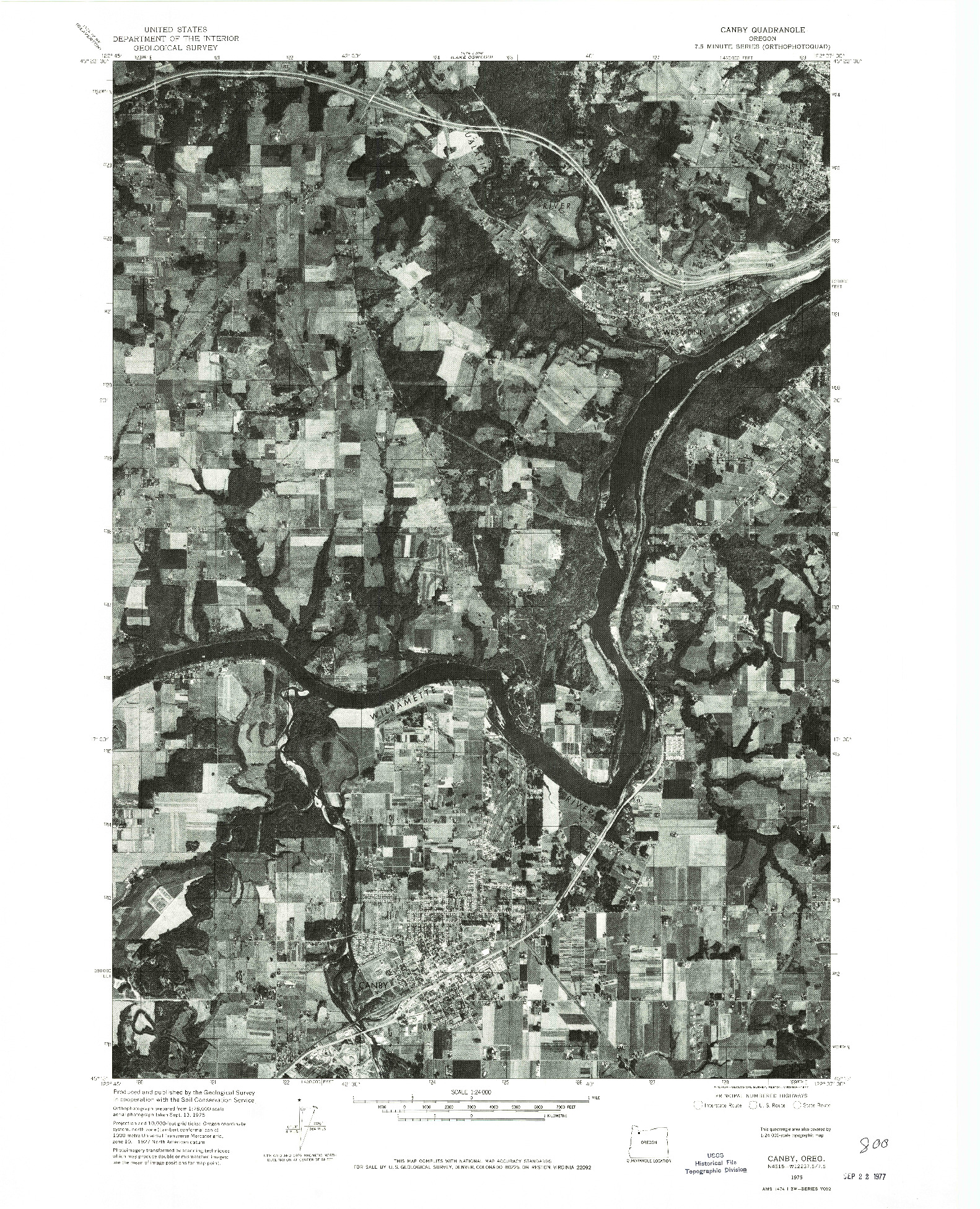 USGS 1:24000-SCALE QUADRANGLE FOR CANBY, OR 1975
