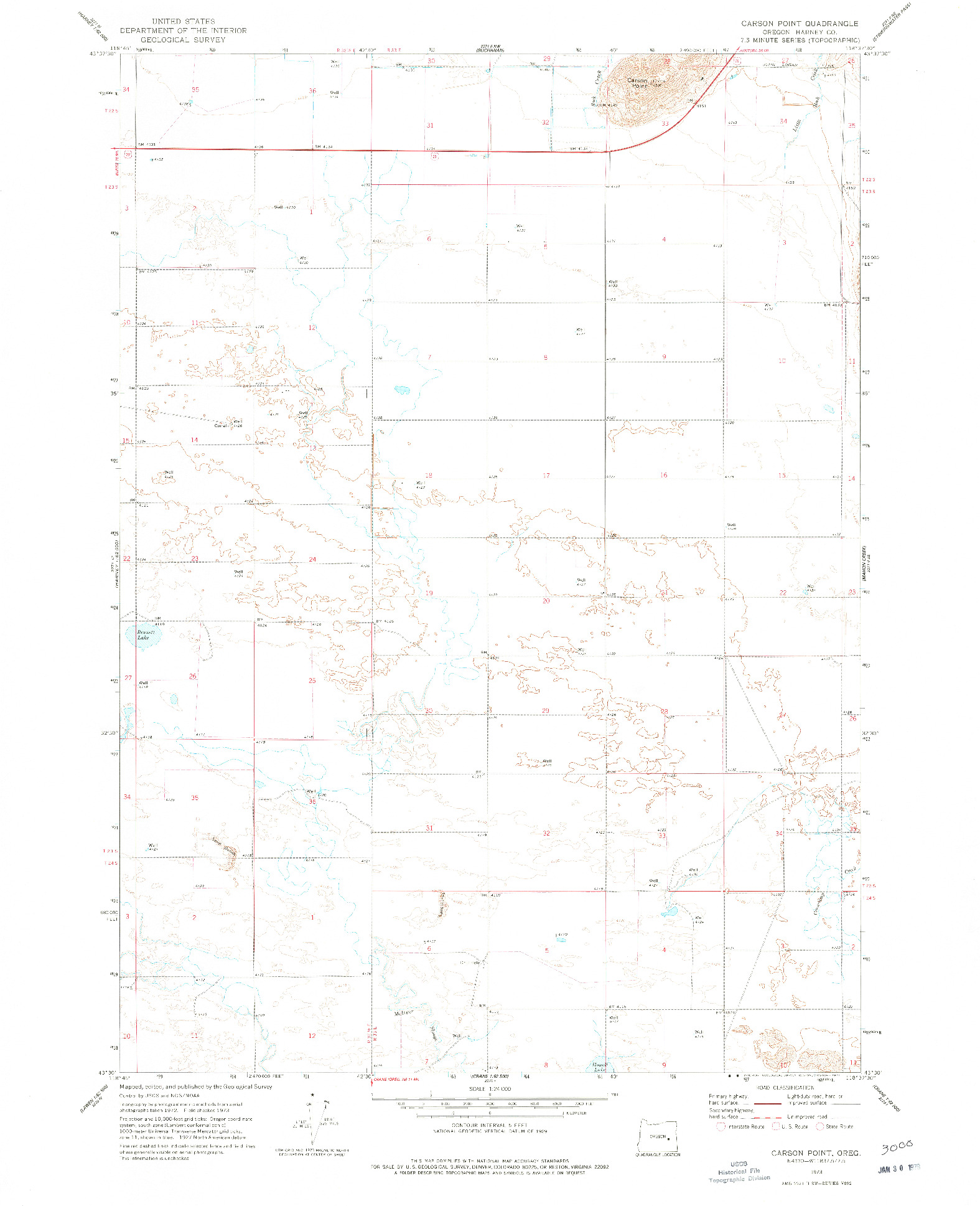 USGS 1:24000-SCALE QUADRANGLE FOR CARSON POINT, OR 1973