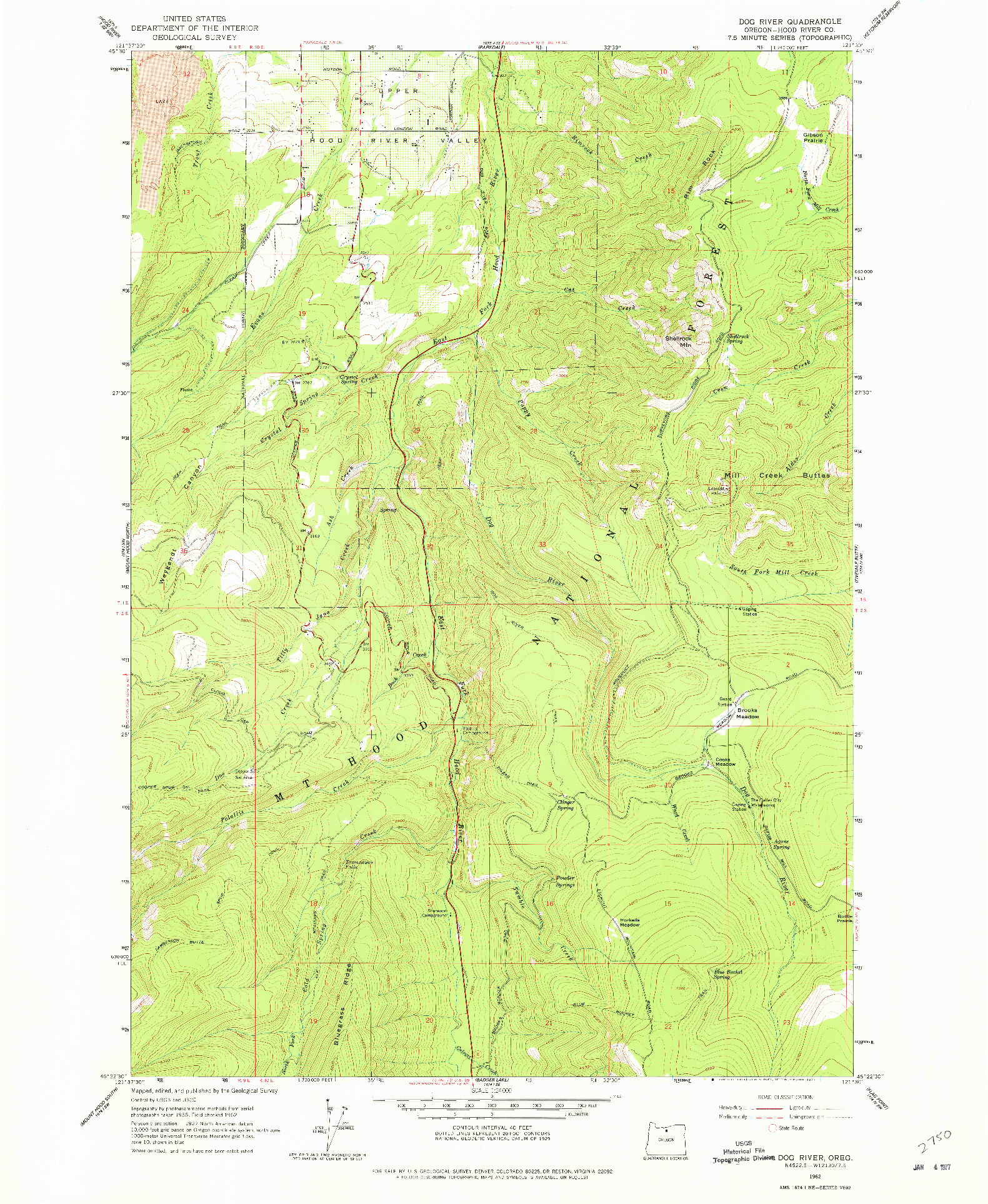 USGS 1:24000-SCALE QUADRANGLE FOR DOG RIVER, OR 1962