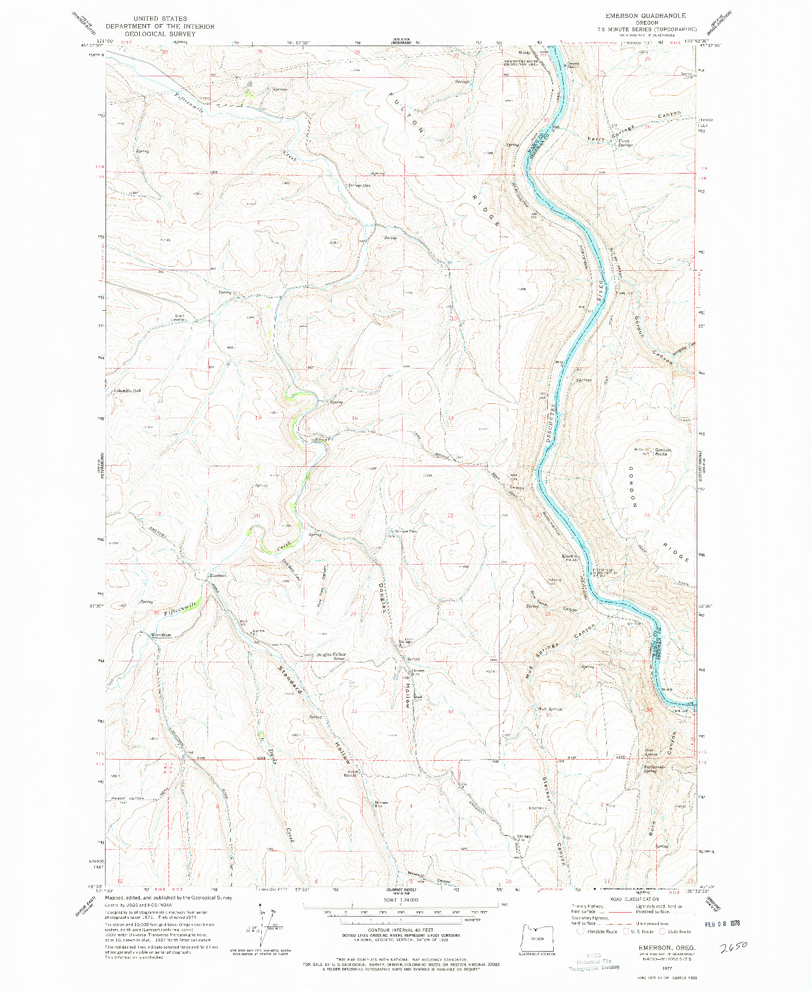 USGS 1:24000-SCALE QUADRANGLE FOR EMERSON, OR 1977