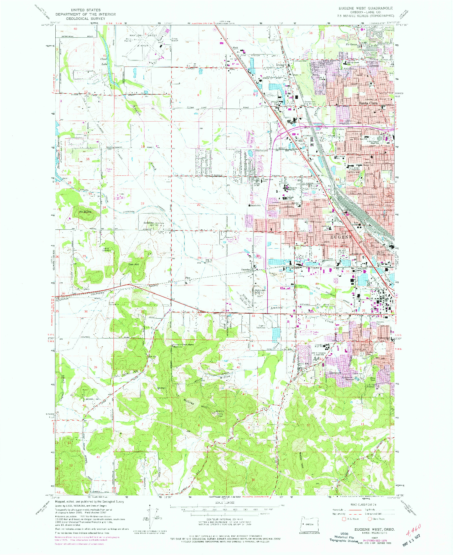 USGS 1:24000-SCALE QUADRANGLE FOR EUGENE WEST, OR 1967