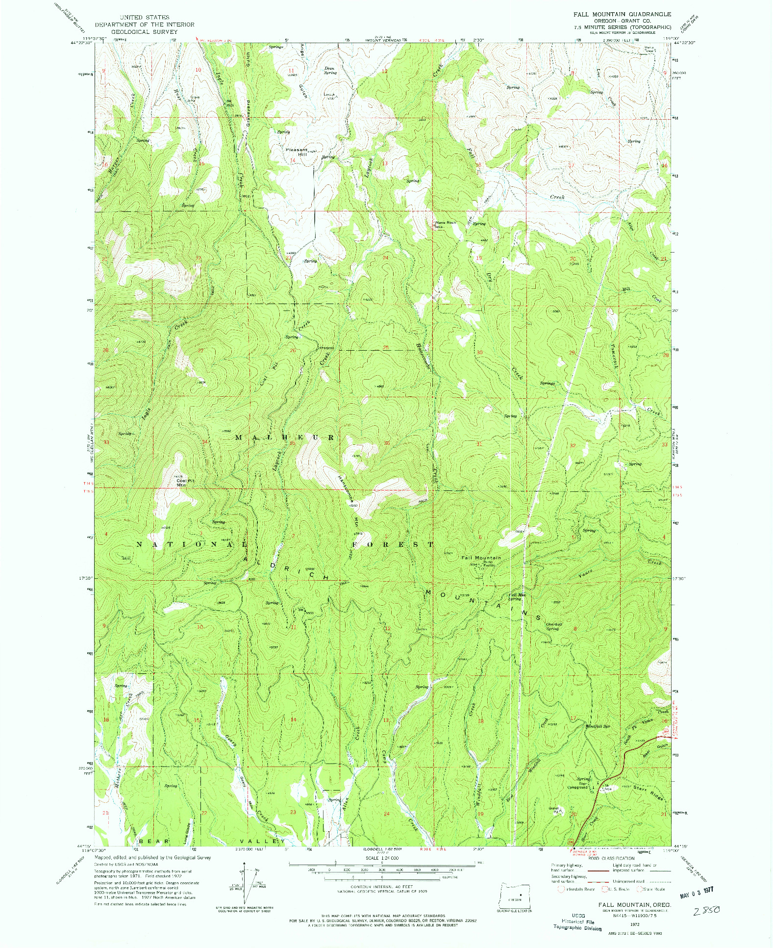 USGS 1:24000-SCALE QUADRANGLE FOR FALL MOUNTAIN, OR 1972