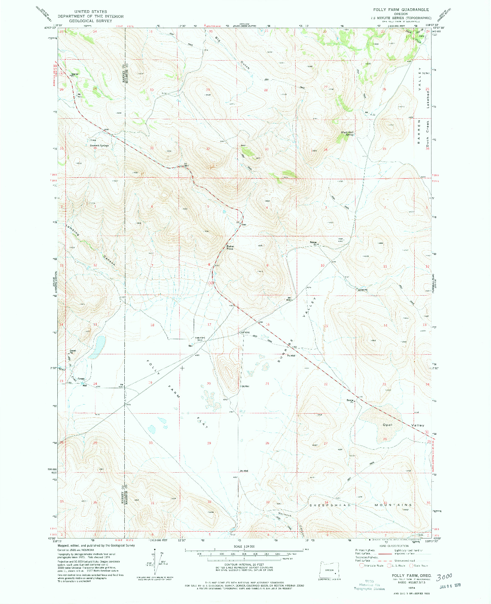 USGS 1:24000-SCALE QUADRANGLE FOR FOLLY FARM, OR 1974