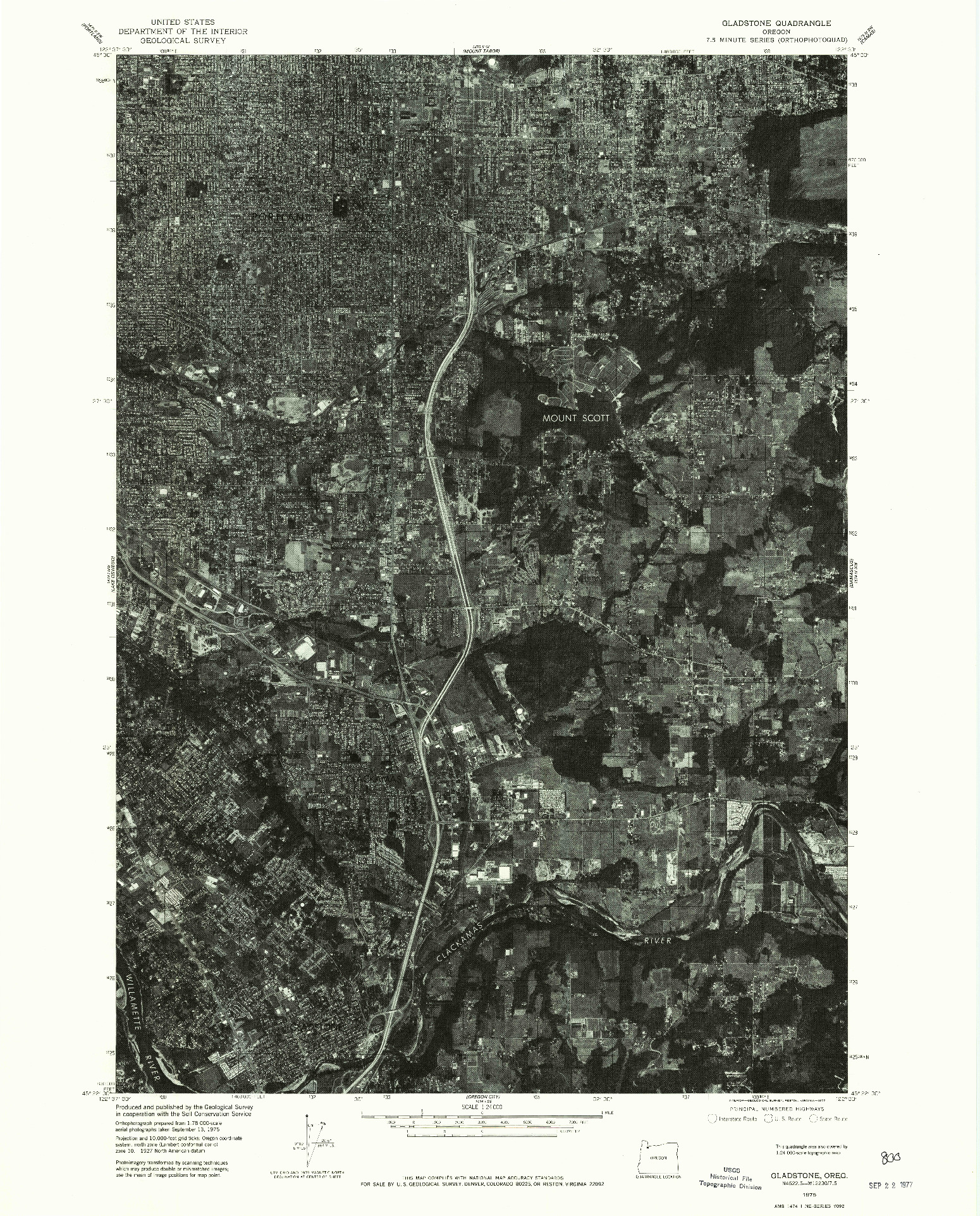 USGS 1:24000-SCALE QUADRANGLE FOR GLADSTONE, OR 1975